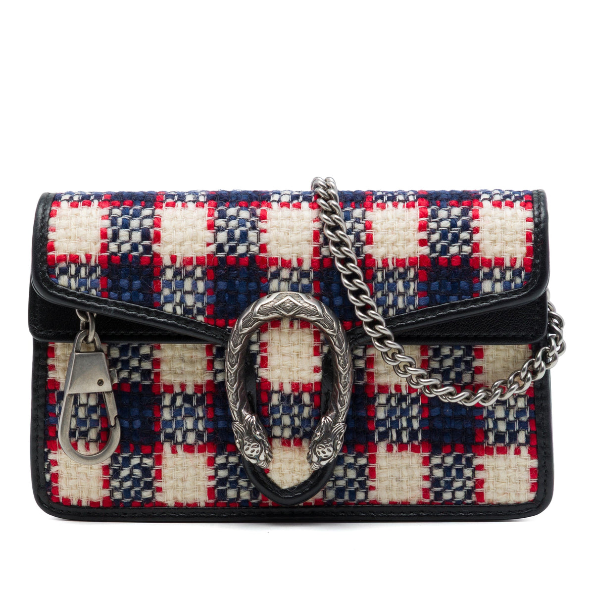 Gucci Mini Checkered Tweed Dionysus Crossbody — Black