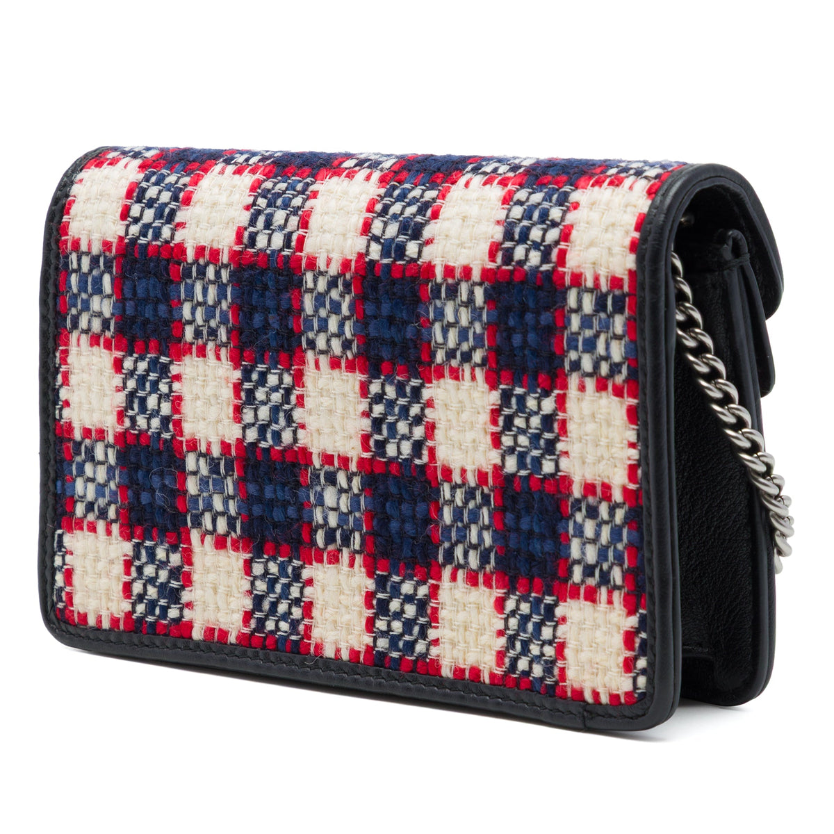Gucci Mini Checkered Tweed Dionysus Crossbody — Black