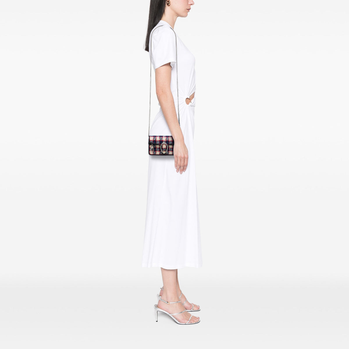 Gucci Mini Checkered Tweed Dionysus Crossbody — Black