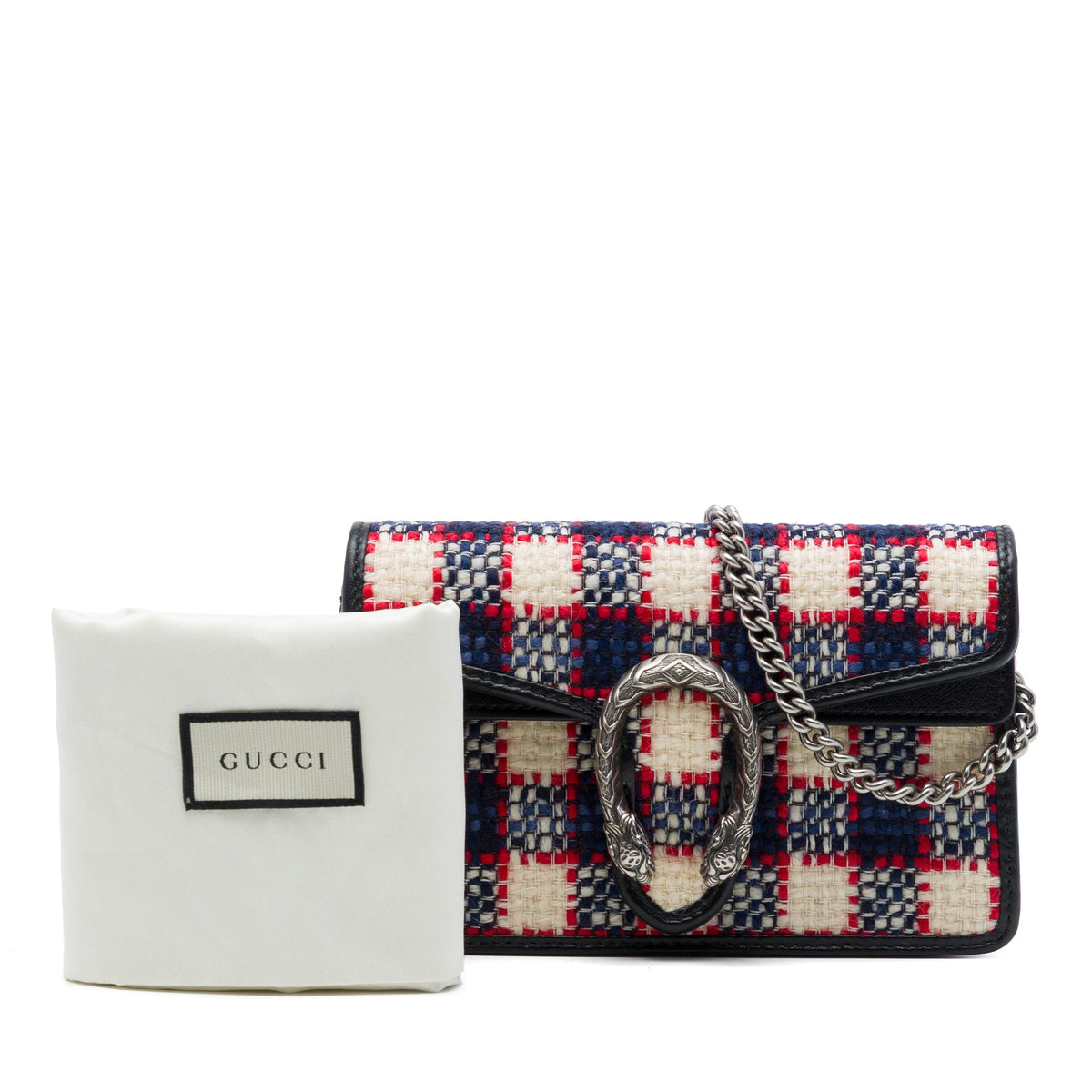 Gucci Mini Checkered Tweed Dionysus Crossbody — Black