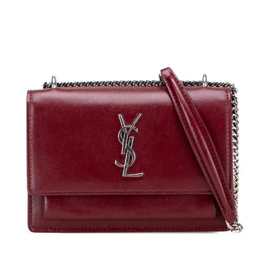 Saint Laurent Mini Calfskin Monogram Sunset Wallet on Chain
