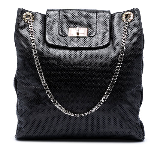 Chanel Perforated Crackled Metallic Calfskin Drill Tote