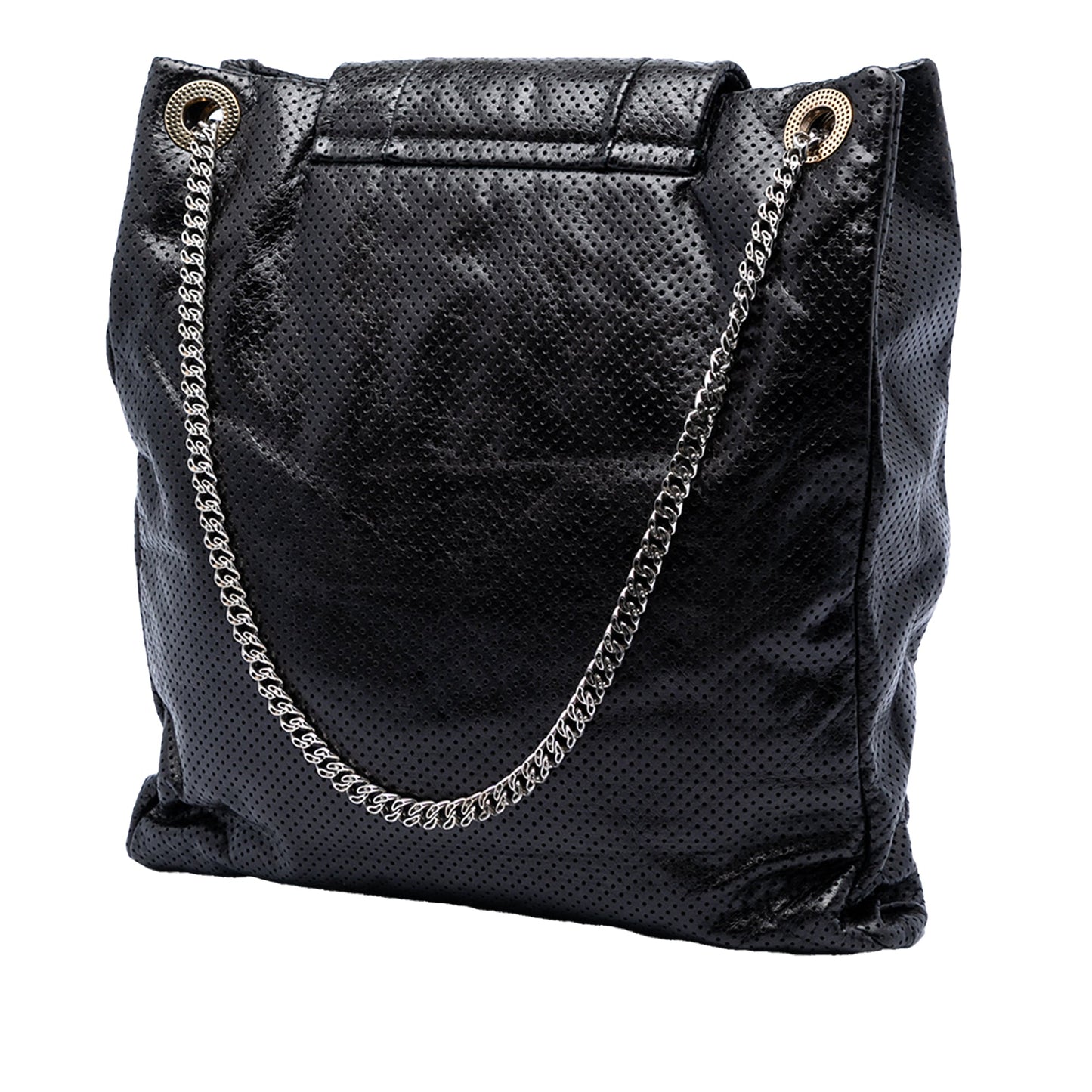 Chanel Perforated Crackled Metallic Calfskin Drill Tote