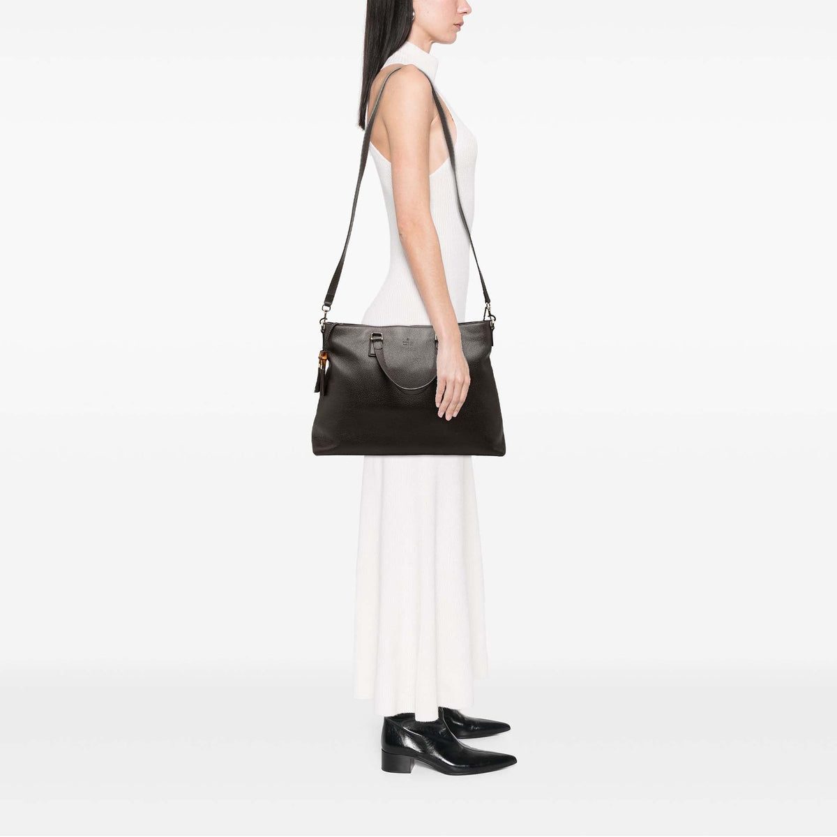 Gucci Calfskin Bamboo Tassel Satchel