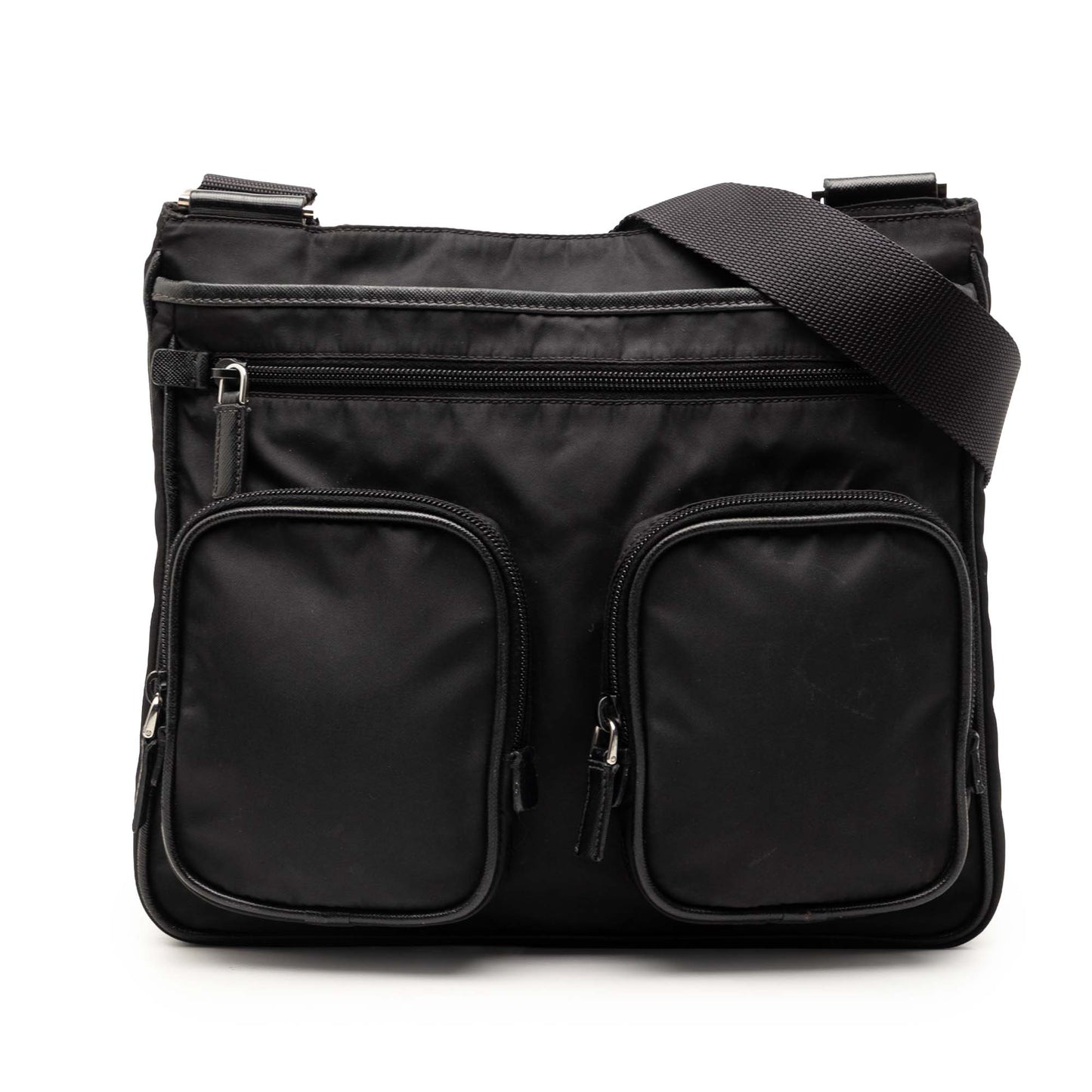 Prada Saffiano Trimmed Tessuto Zip Top Crossbody