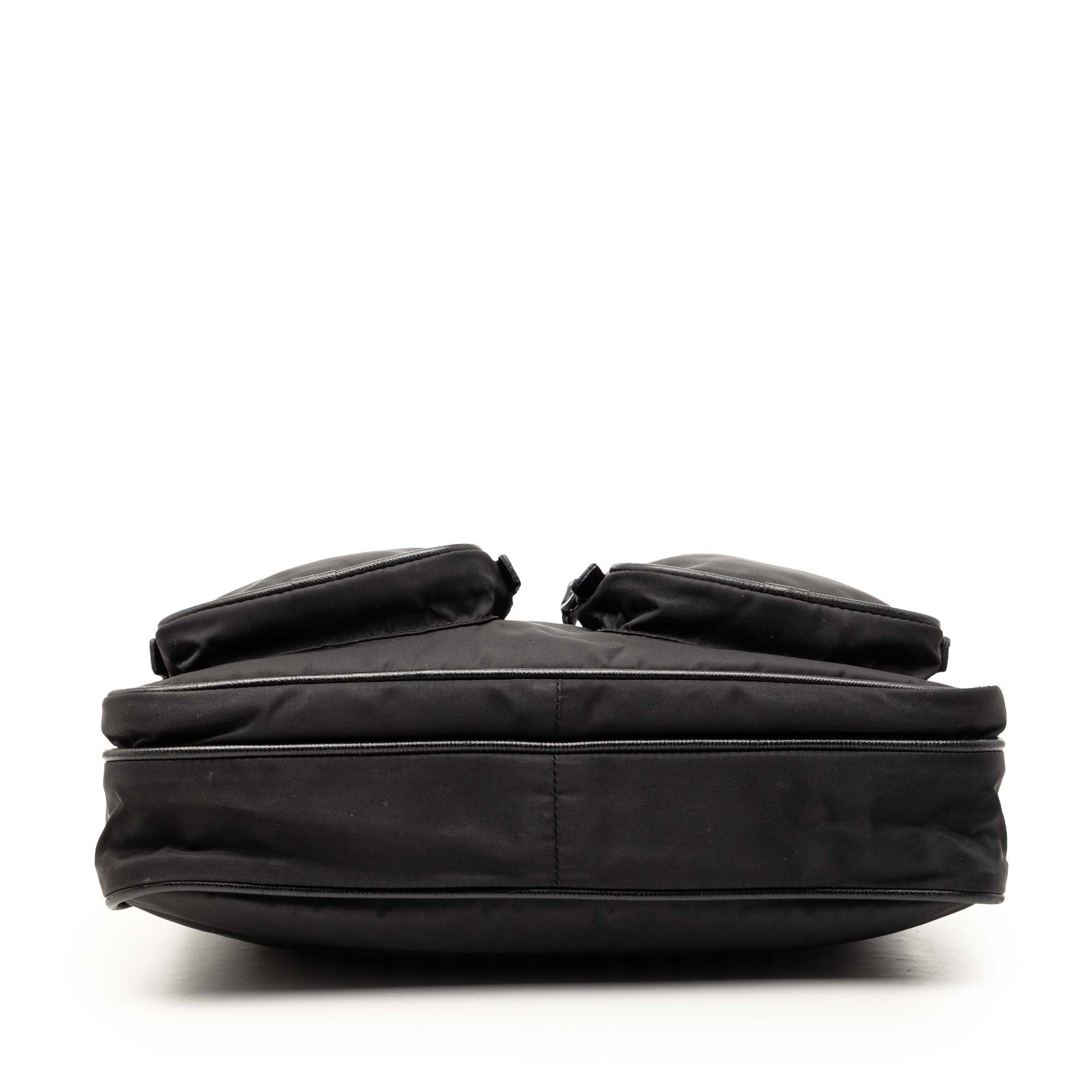Prada Saffiano Trimmed Tessuto Zip Top Crossbody
