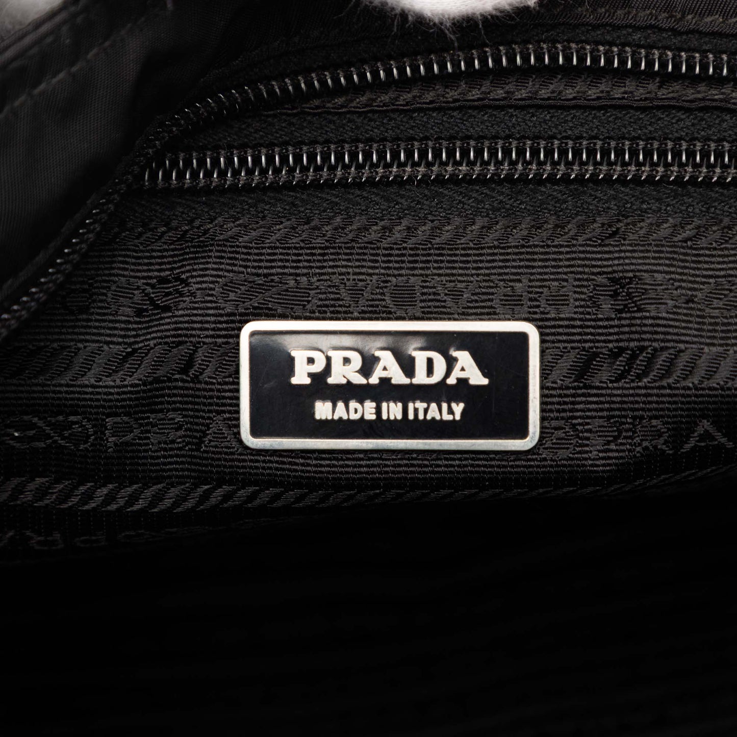 Prada Saffiano Trimmed Tessuto Zip Top Crossbody