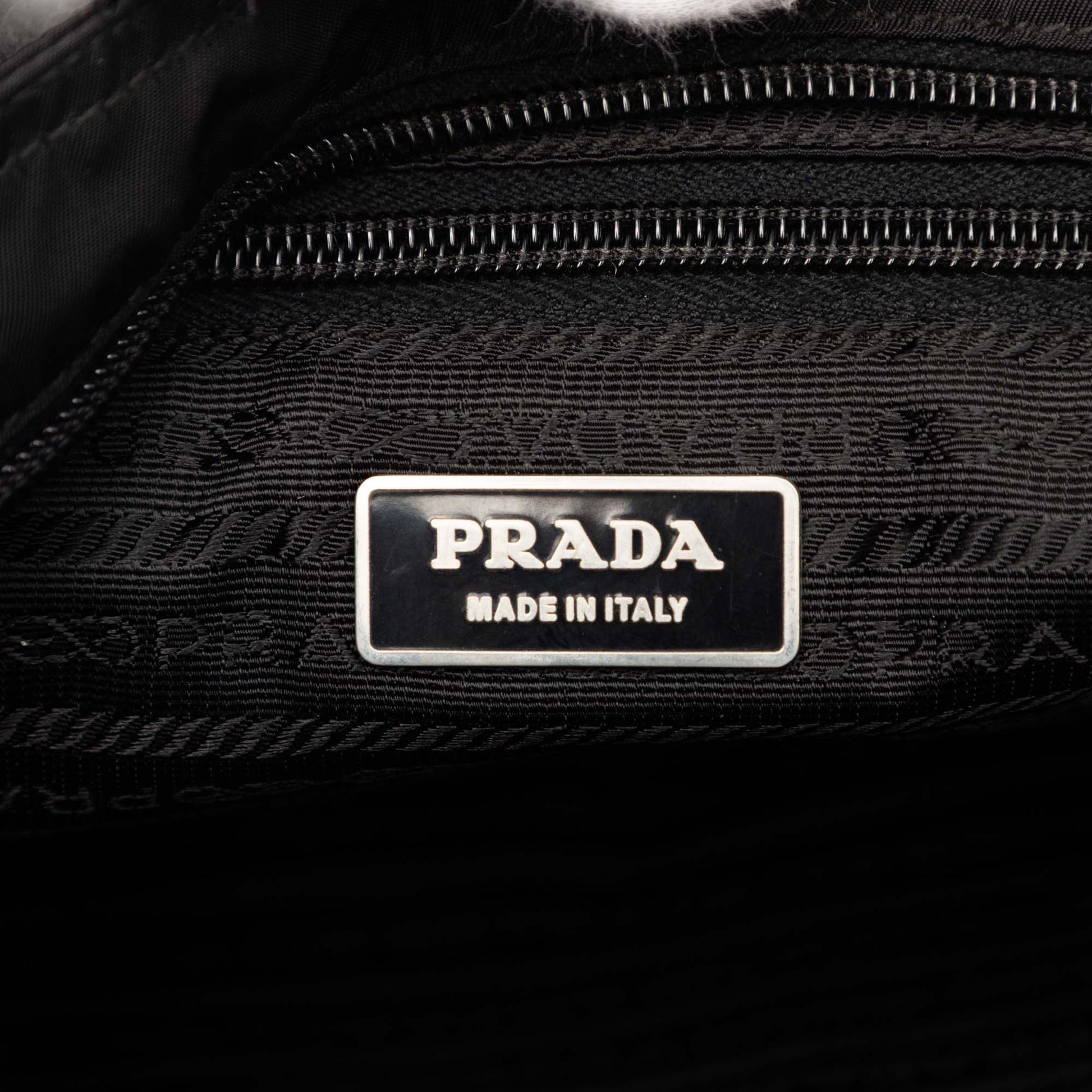Prada Saffiano Trimmed Tessuto Zip Top Crossbody
