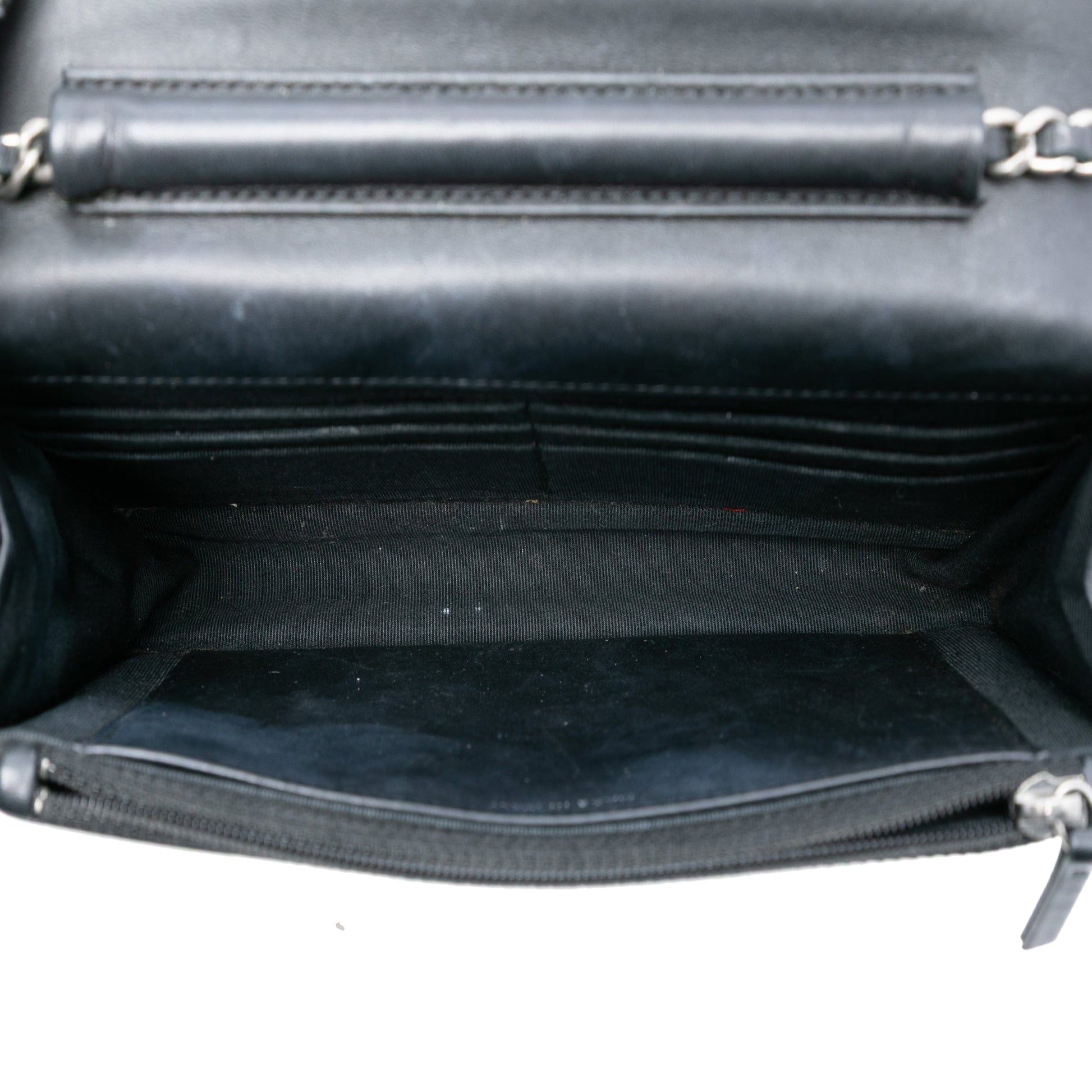 Chanel CC Quilted Shiny Aged Calfskin Wallet On Chain