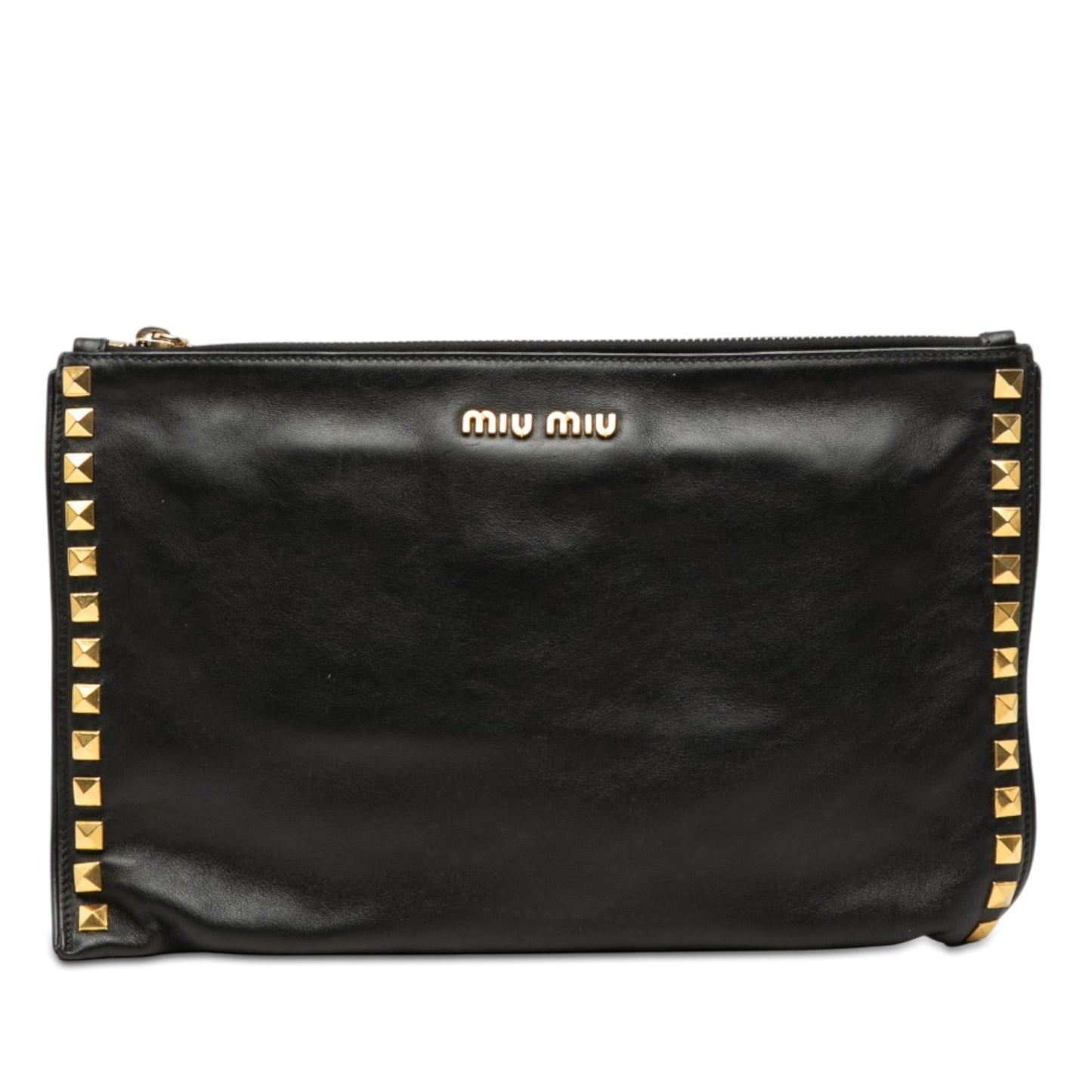 Miu Miu Studded Leather Zip Clutch