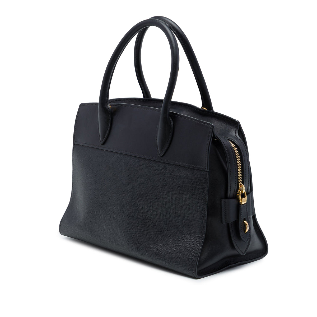Prada Saffiano and City Calf Esplanade Satchel — Black
