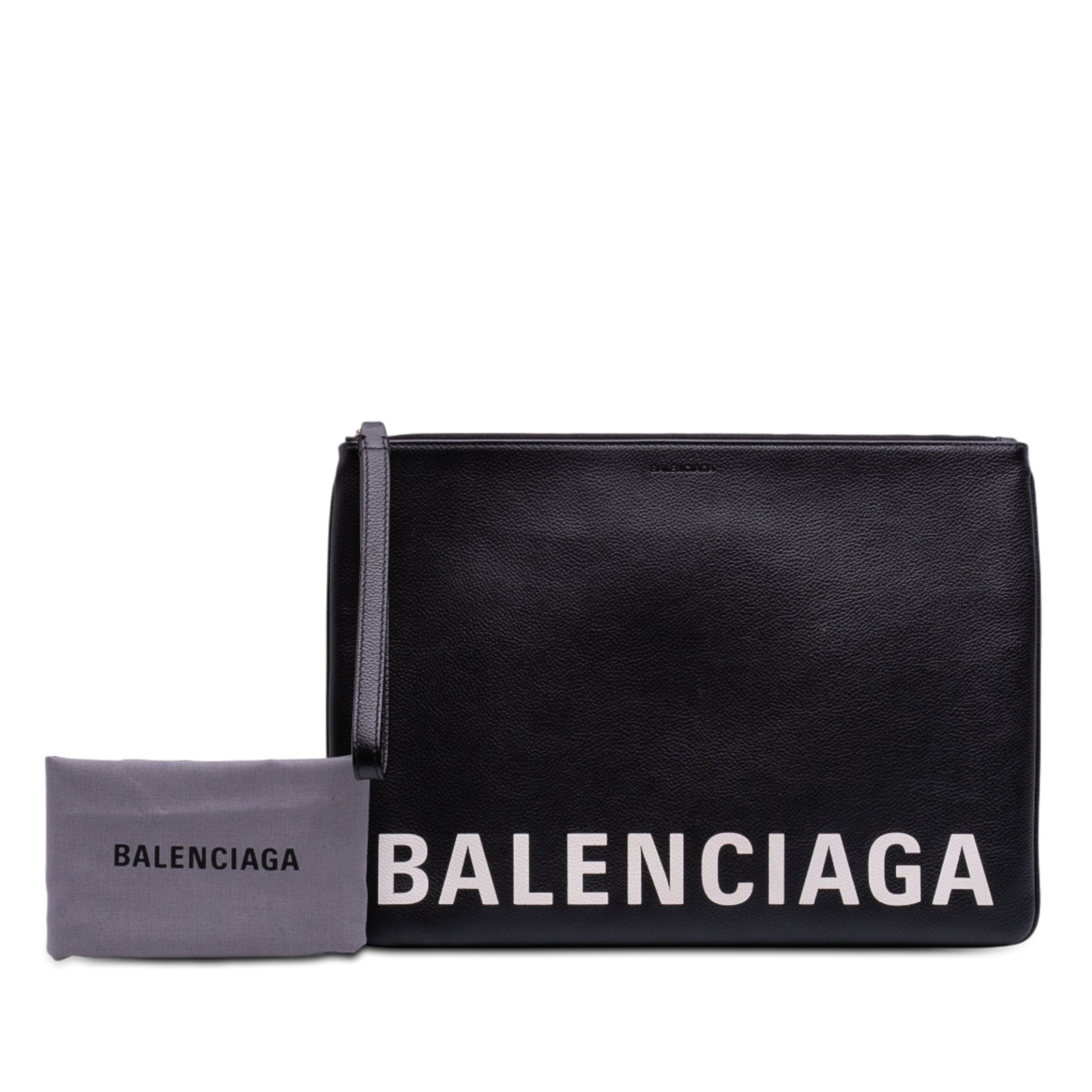 Balenciaga Leather Ville Logo Clutch