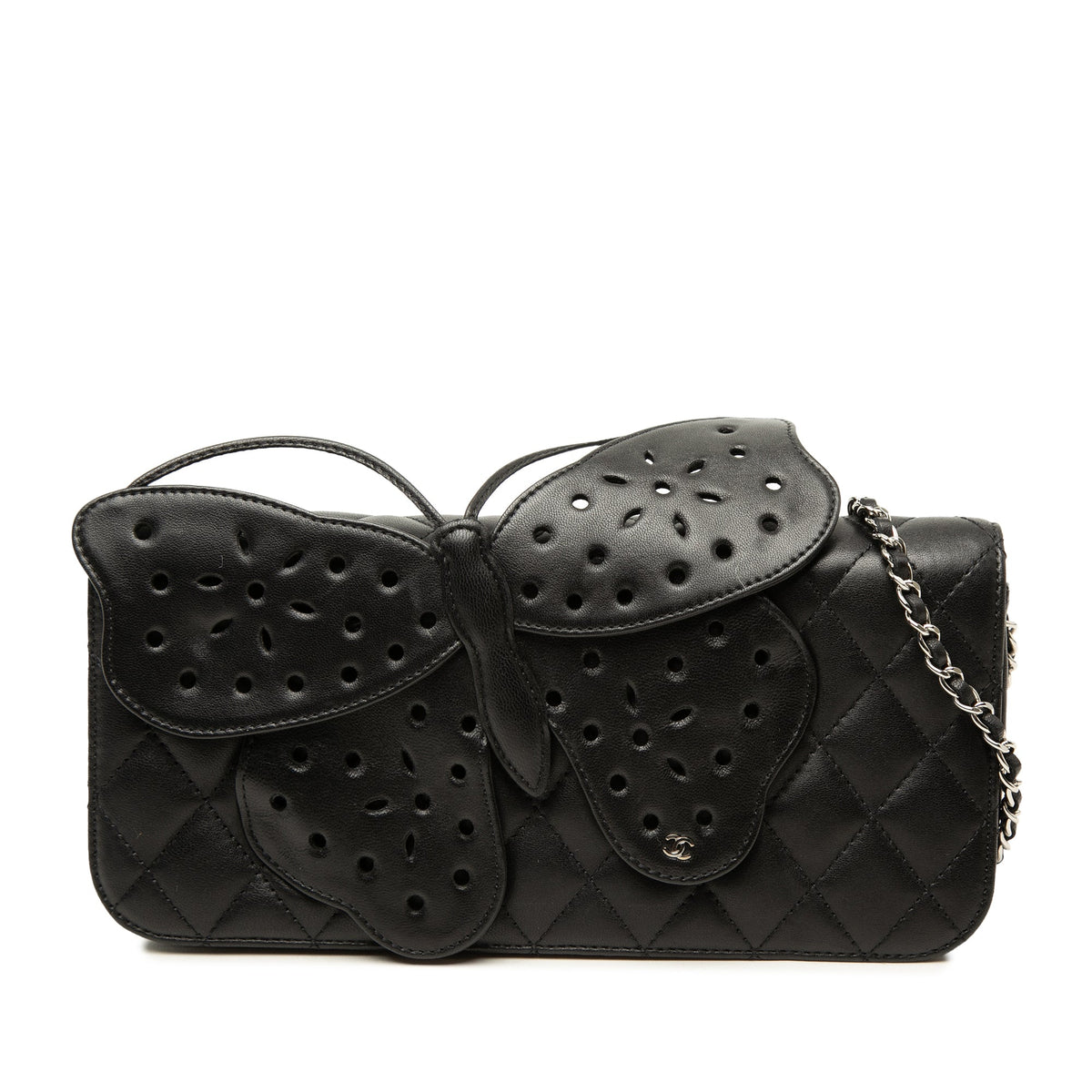 Chanel Quilted Lambskin Butterfly Clutch With Chain