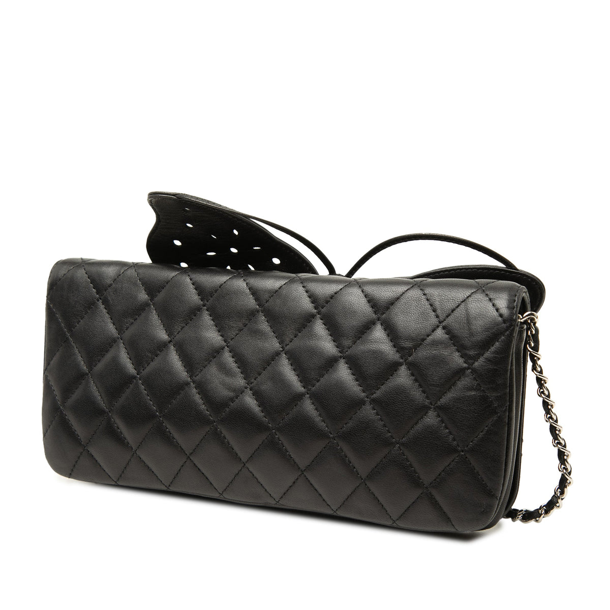 Chanel Quilted Lambskin Butterfly Clutch With Chain