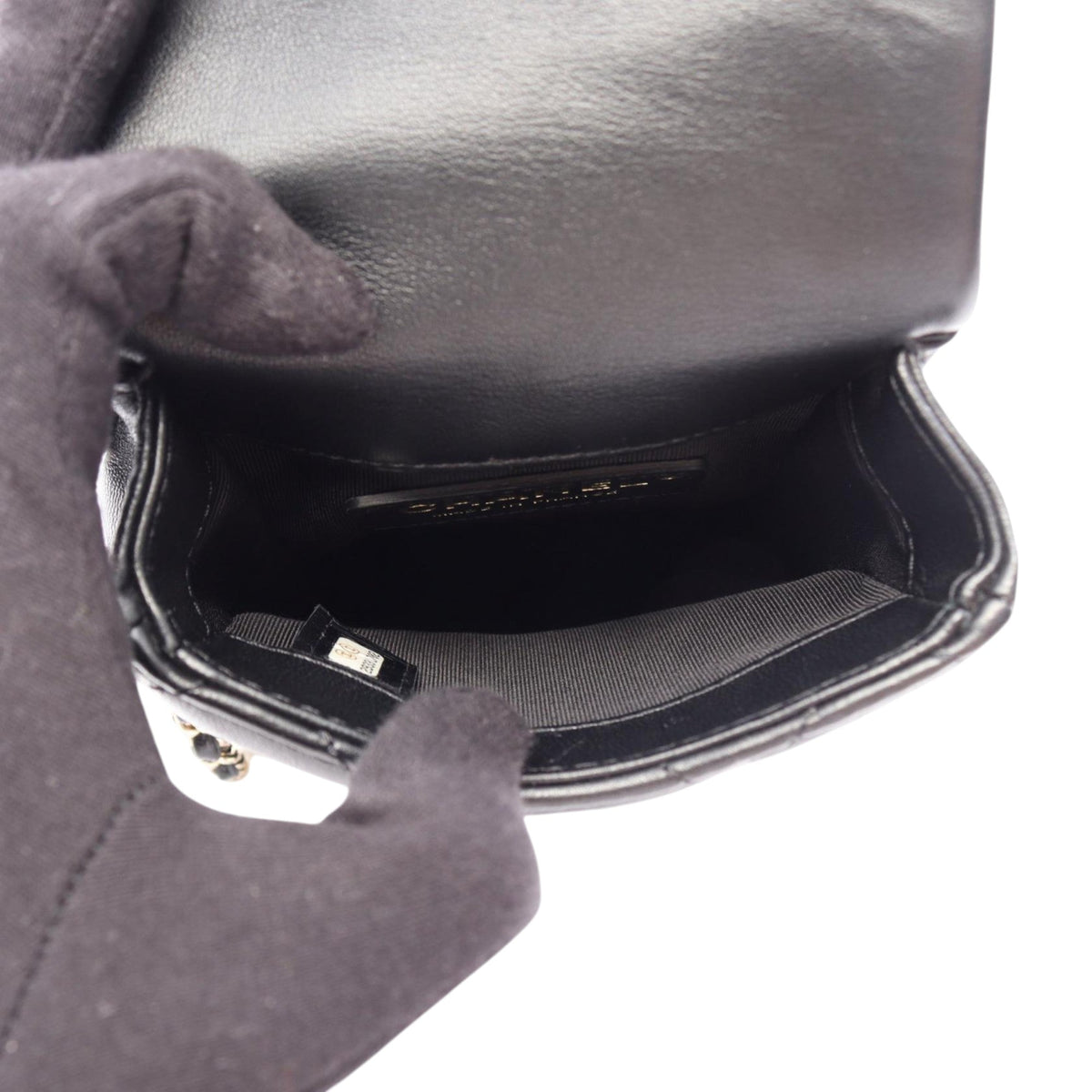 Chanel CC Quilted Lambskin Phone Holder with Chain — Black