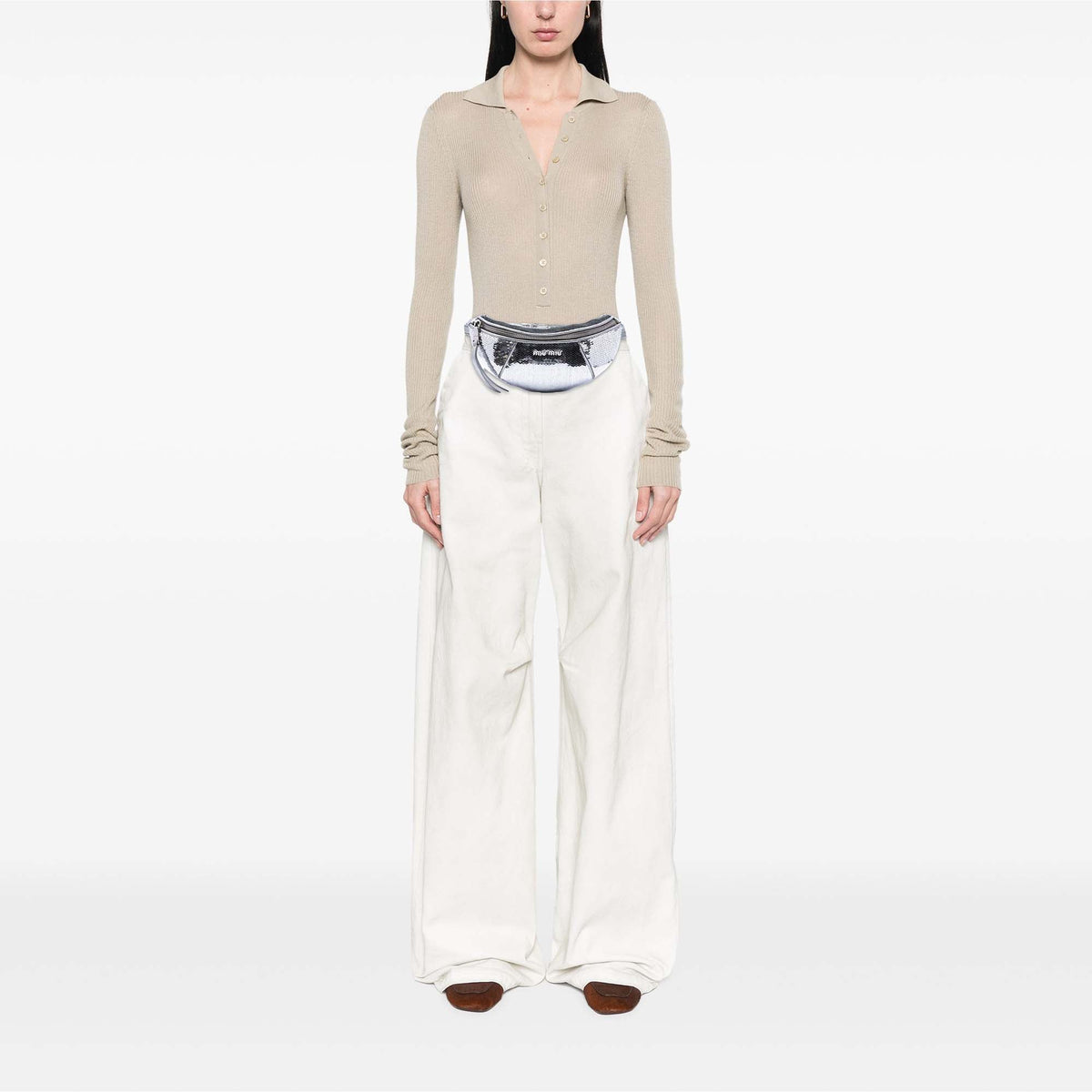Miu Miu Metallic Calfskin Sequin Embellished Belt Bag