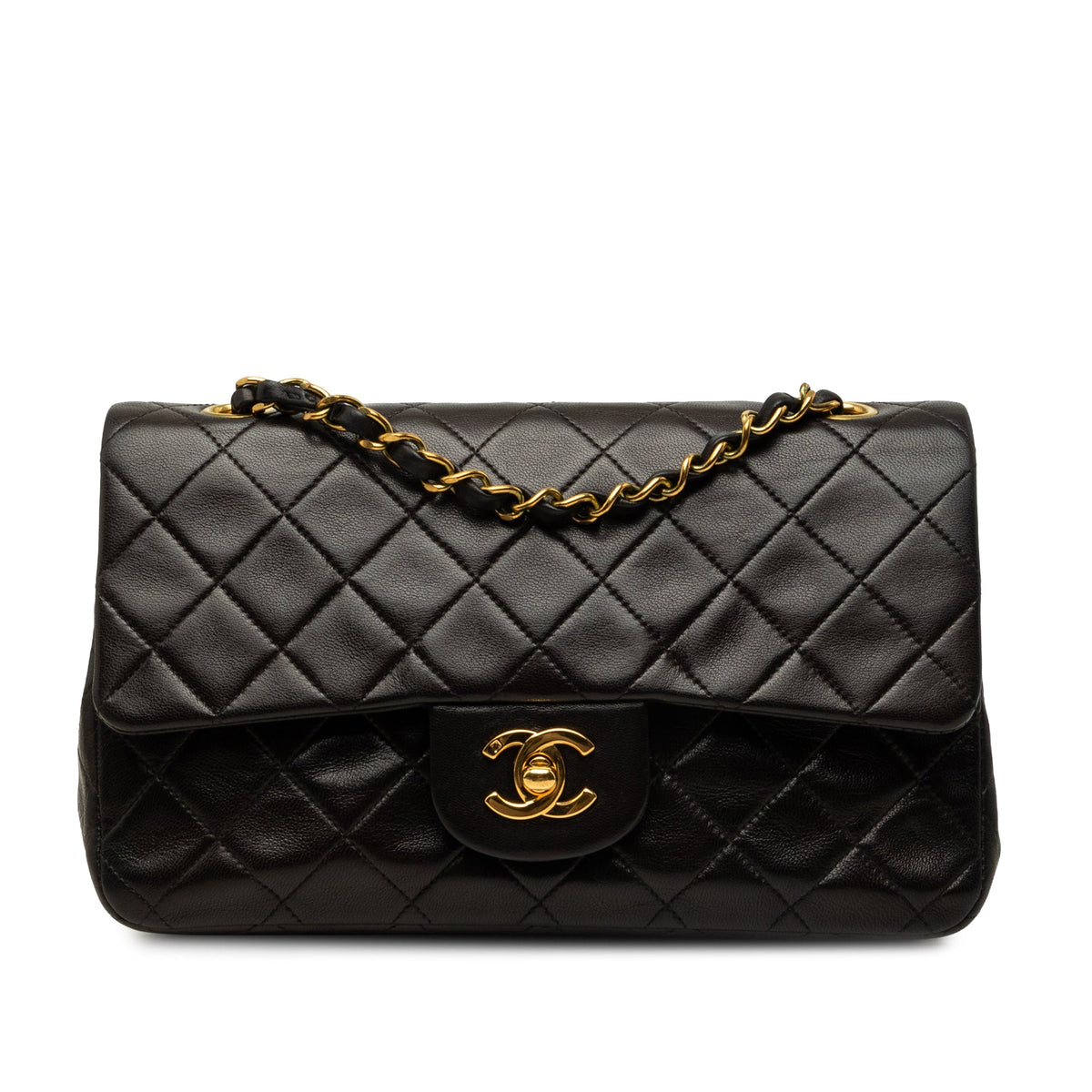 Chanel Medium Classic Lambskin Double Flap — Black
