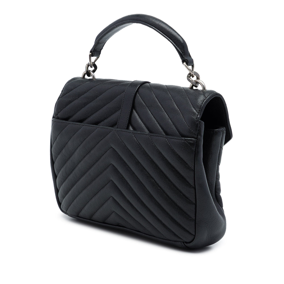 Saint Laurent Medium Chevron Sheepskin Monogram College Satchel