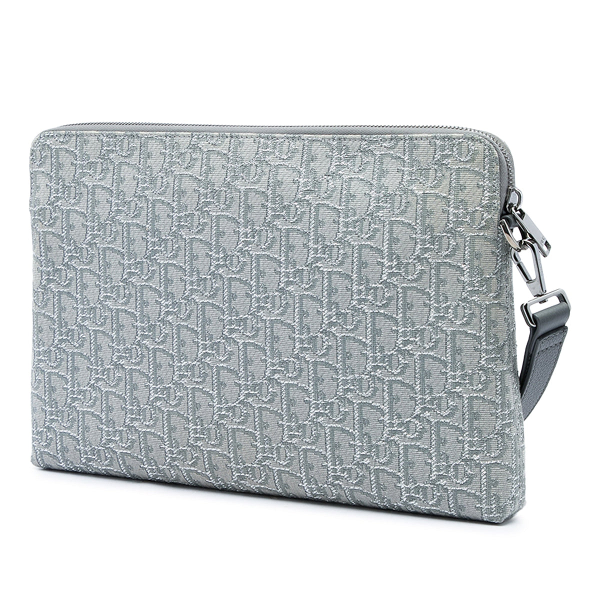 Dior Oblique Canvas A4 Zipped Pouch — Gray