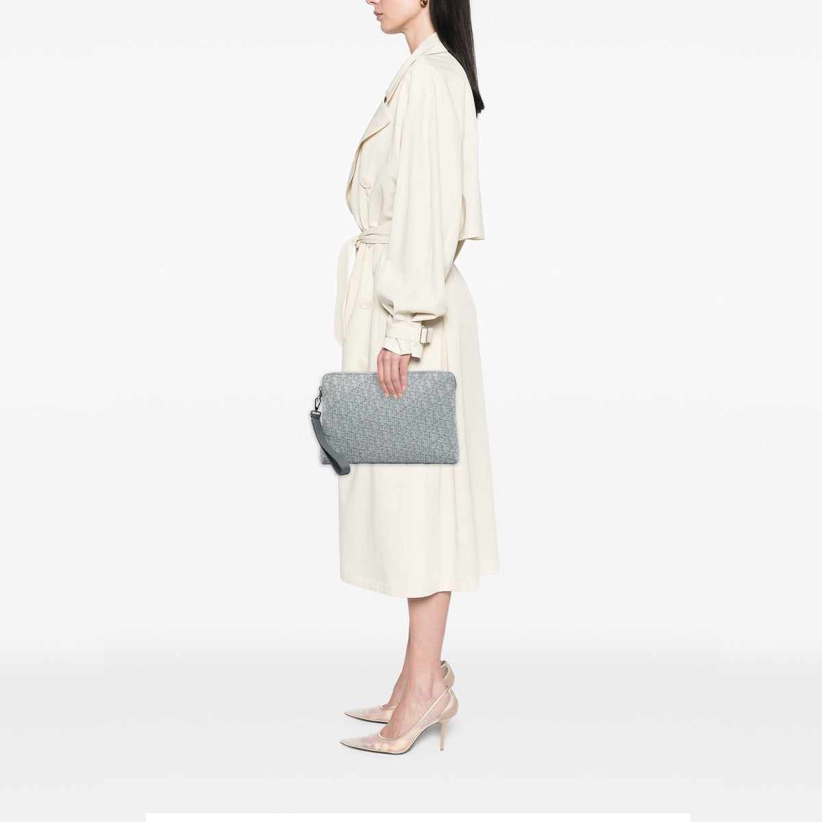 Dior Oblique Canvas A4 Zipped Pouch — Gray