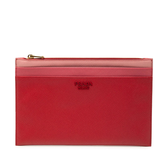 Prada Tricolor Saffiano Zippered Portfolio Clutch