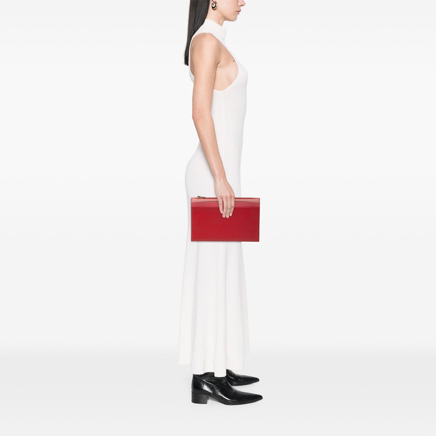 Prada Tricolor Saffiano Zippered Portfolio Clutch