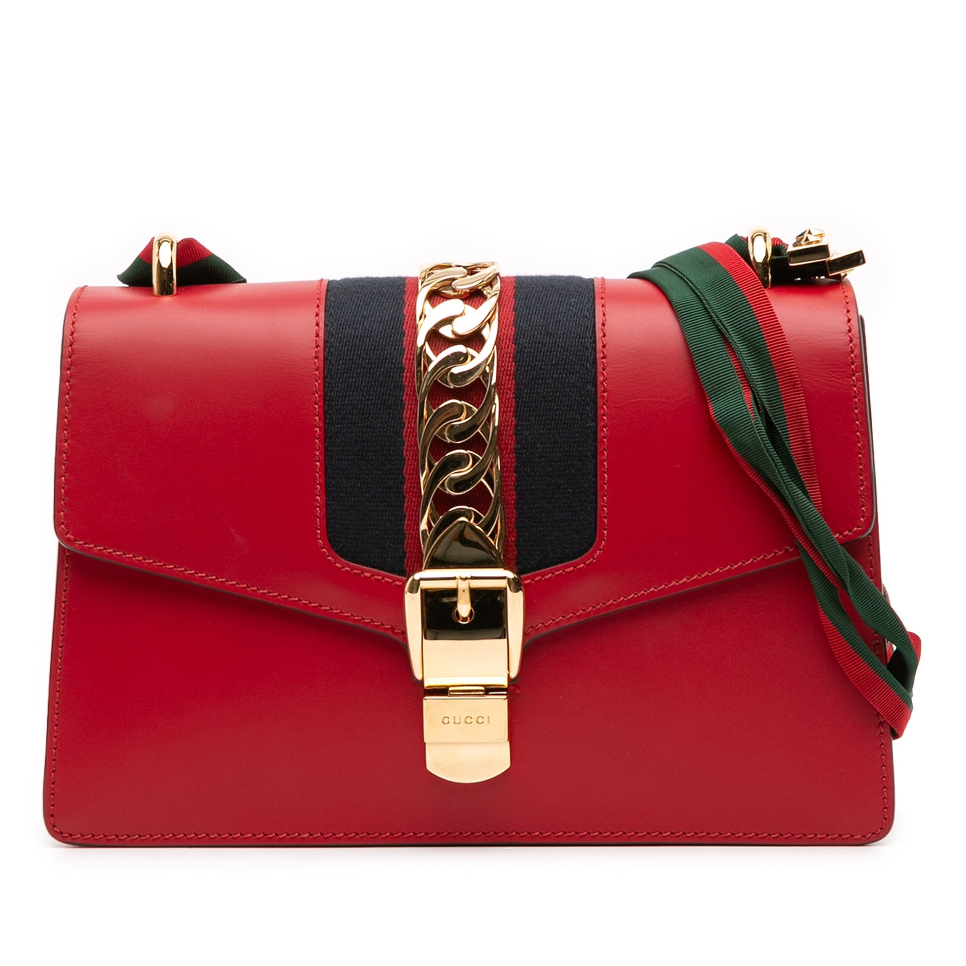 Gucci Small Leather Sylvie Web Satchel