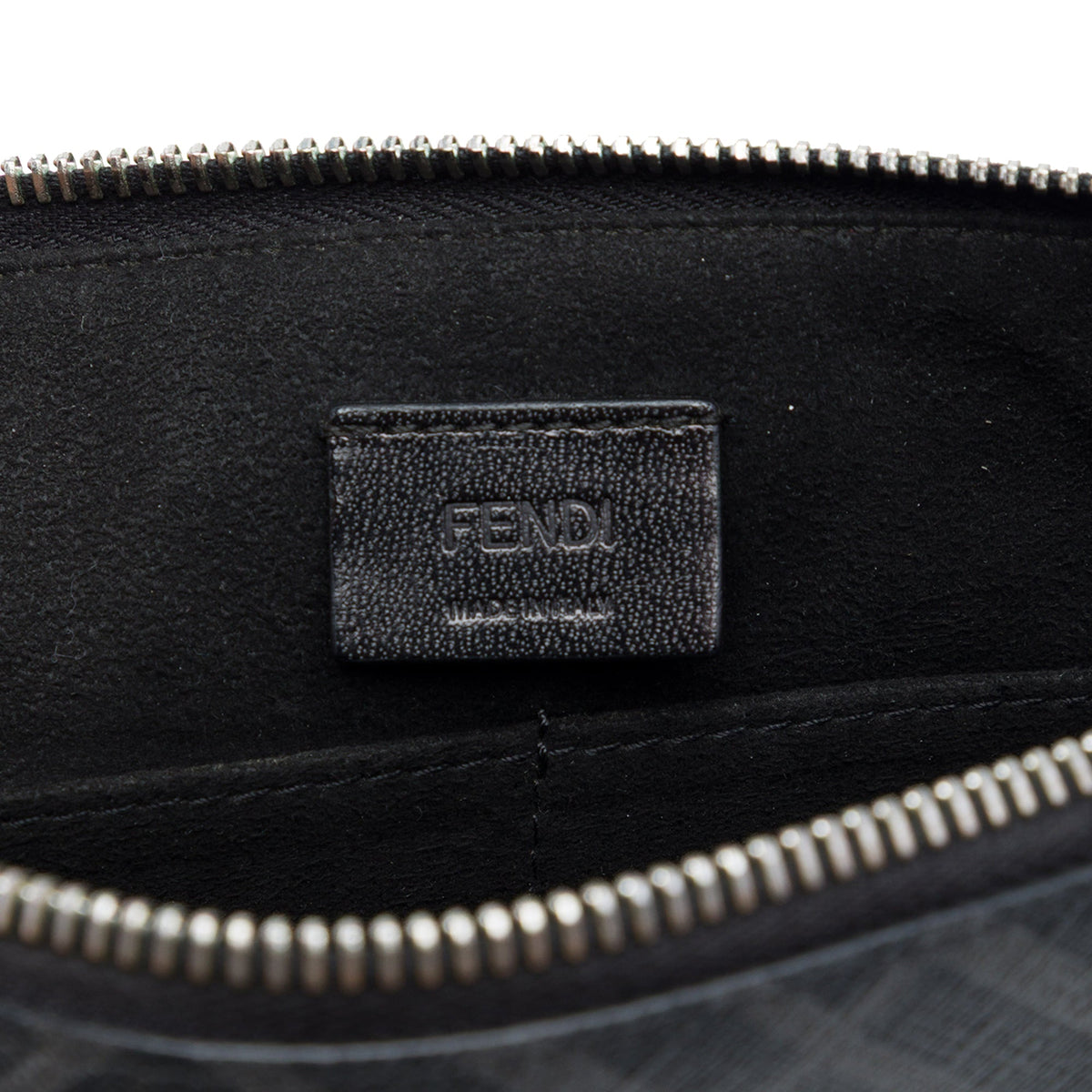 Fendi Zucca Coated Canvas FF 1974 Diagonal Logo Flat Pouch