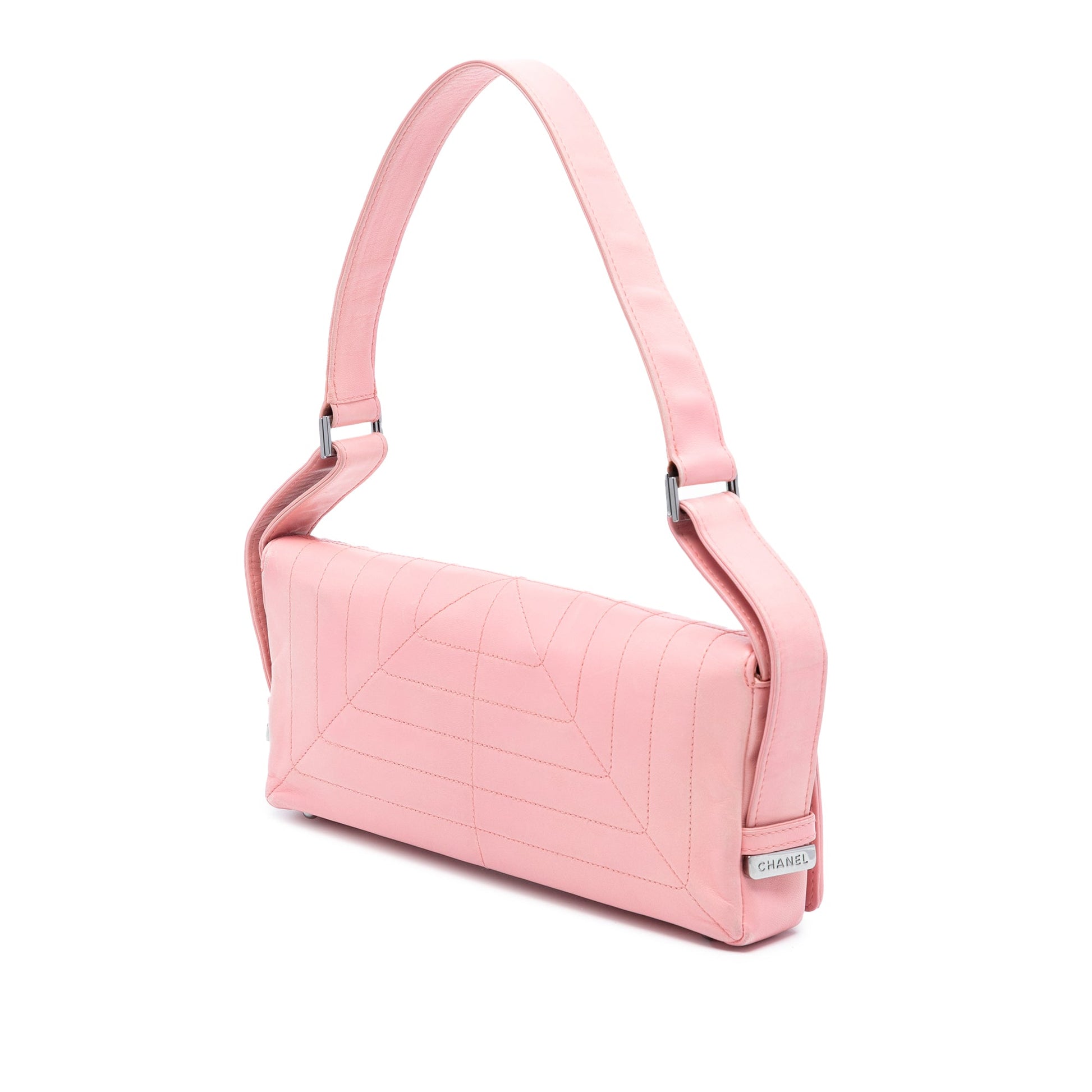 Chanel Stitched Lambskin Logo Flap