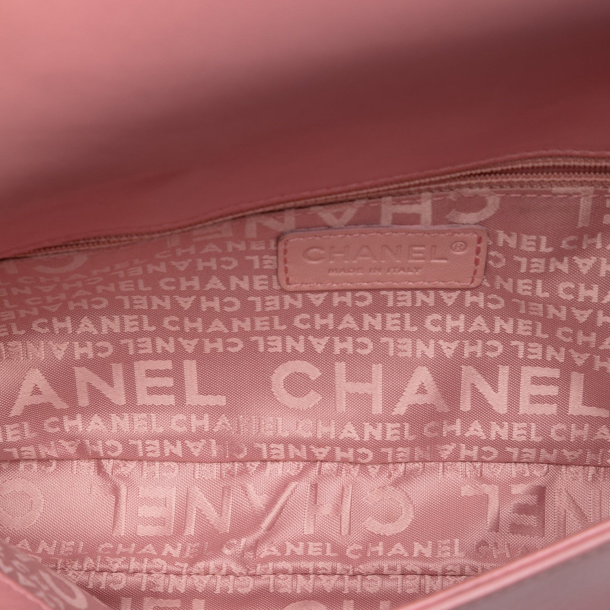 Chanel Stitched Lambskin Logo Flap