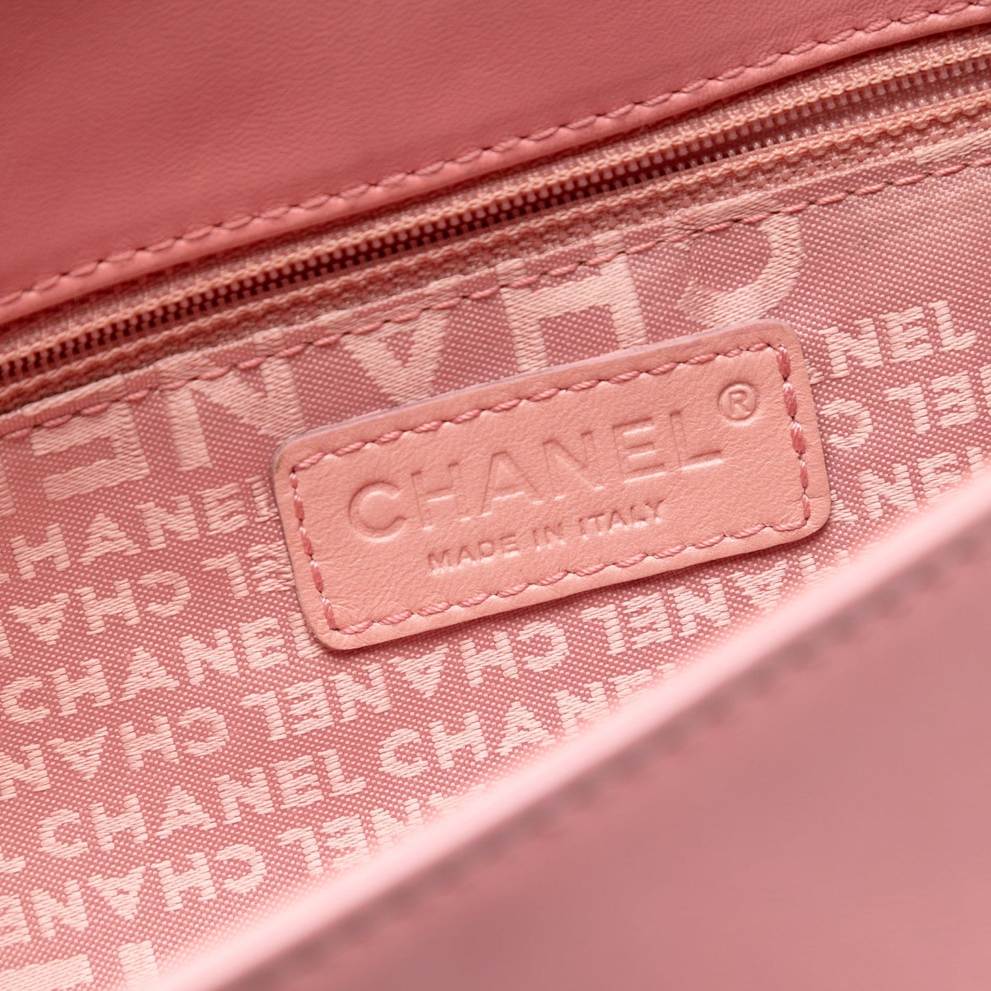 Chanel Stitched Lambskin Logo Flap