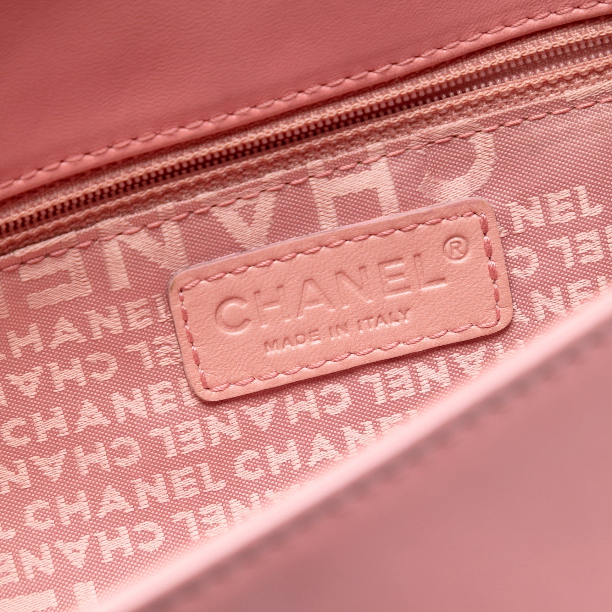 Chanel Stitched Lambskin Logo Flap