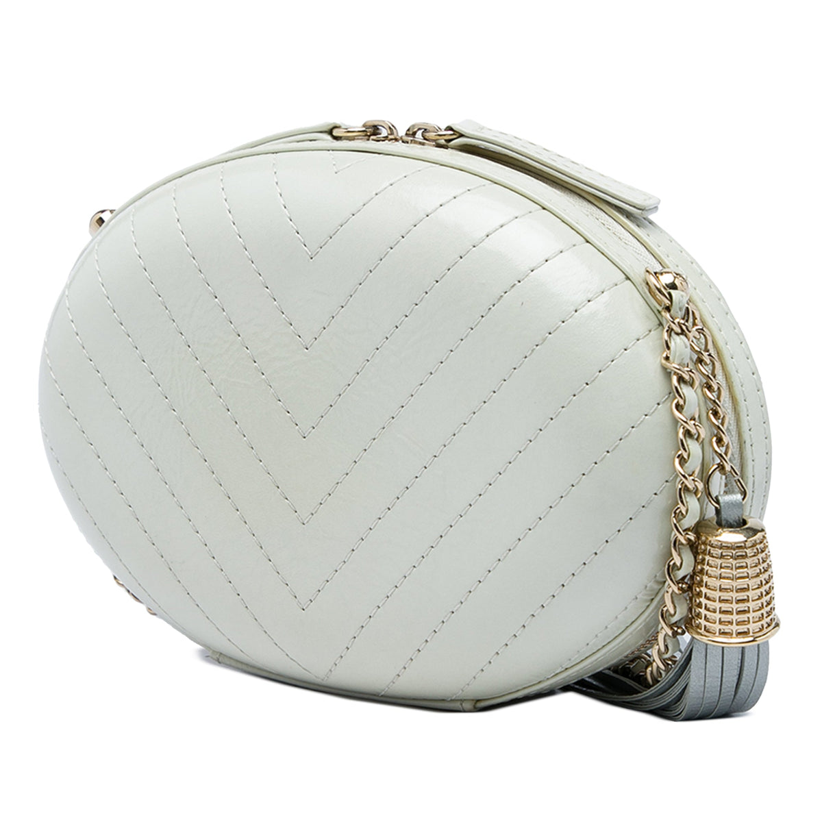 Chanel Chevron Lambskin La Pausa Evening Bag — White