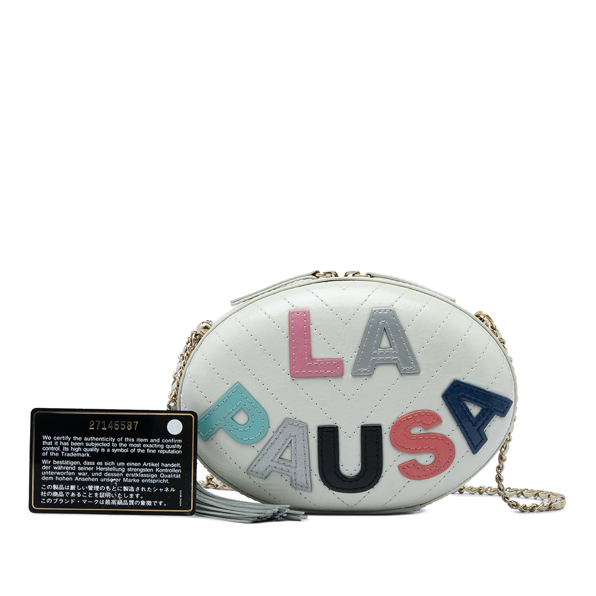 Chanel Chevron Lambskin La Pausa Evening Bag — White