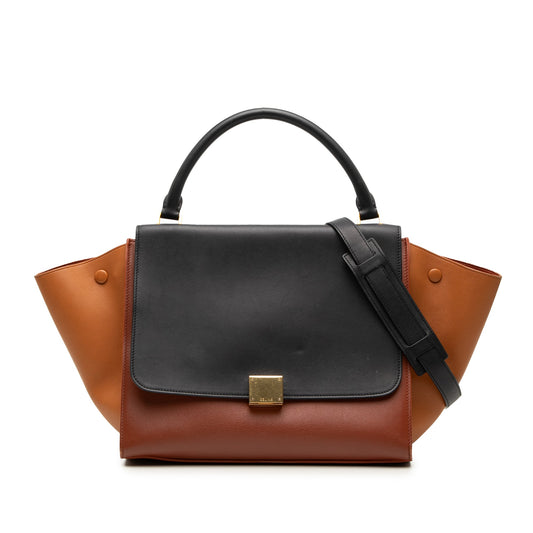 Celine Medium Tricolor Leather Trapeze Satchel