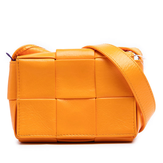 Bottega Veneta Extra Mini Crinkled Lambskin Intrecciato Cassette Crossbody