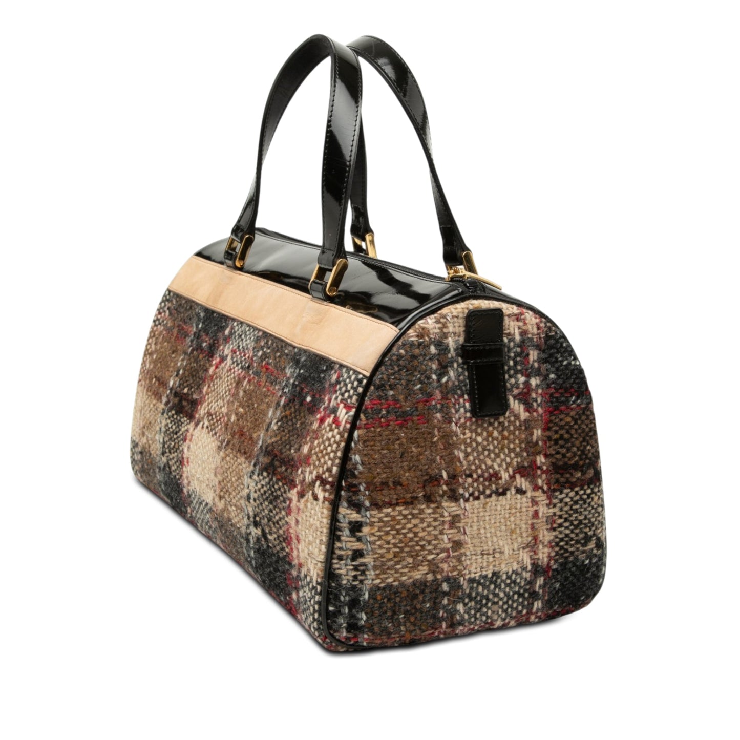 Burberry Plaid Wool Boston Bag