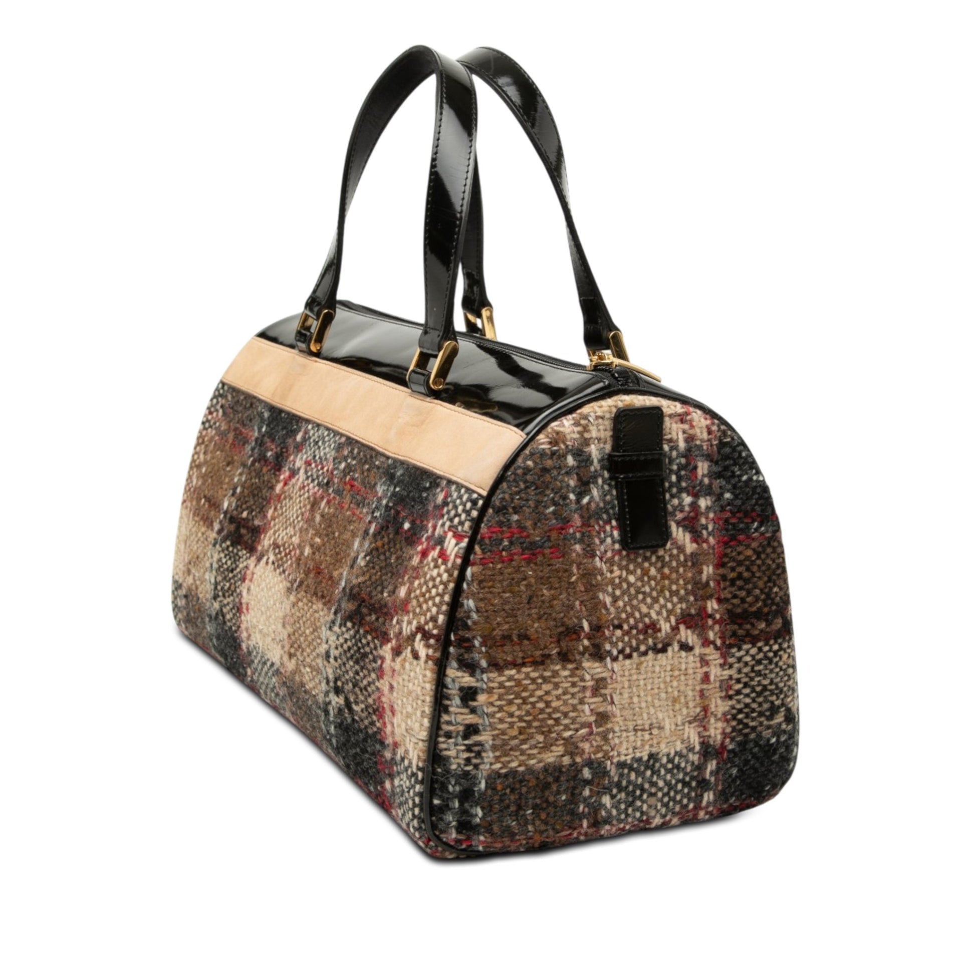Burberry Plaid Wool Boston Bag