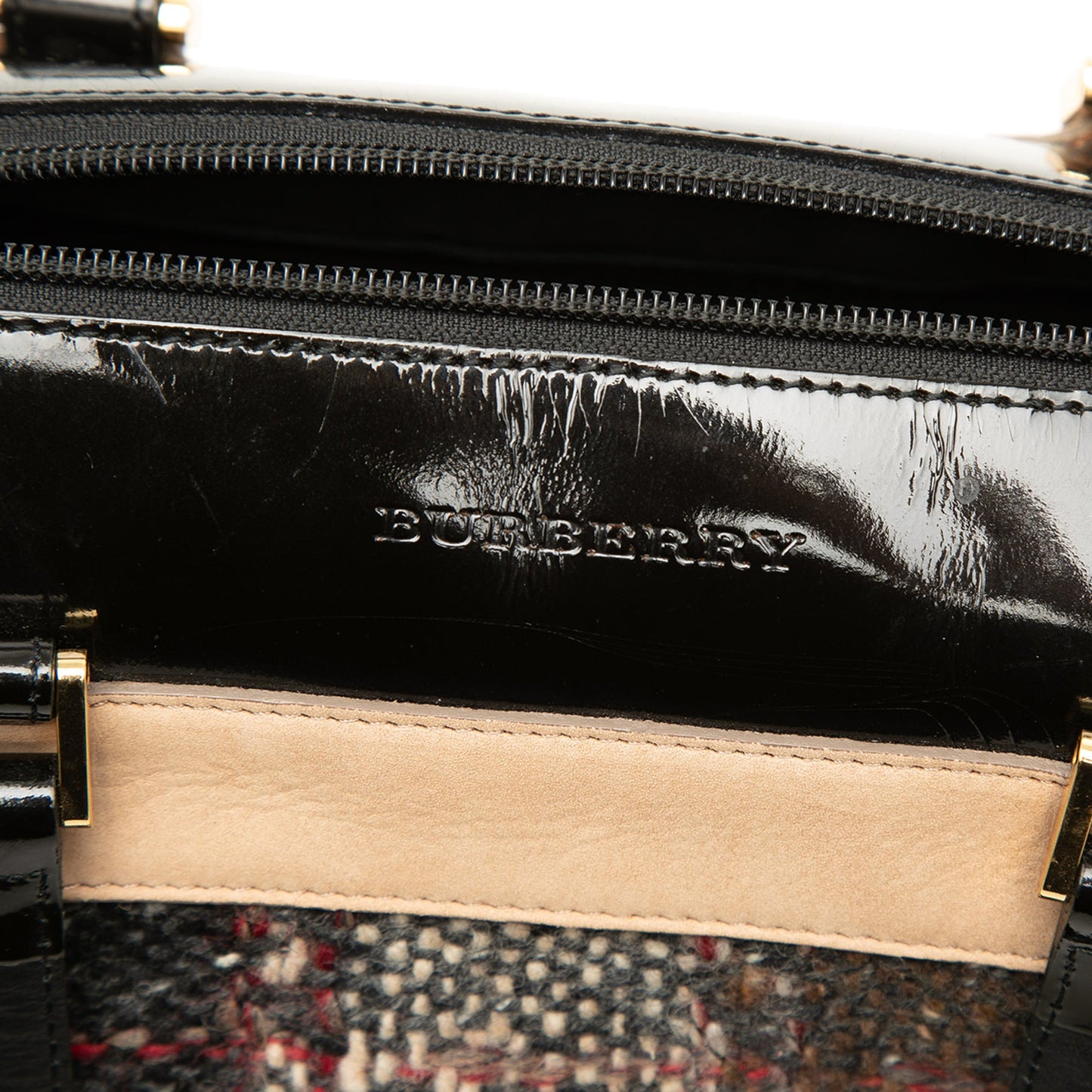 Burberry Plaid Wool Boston Bag