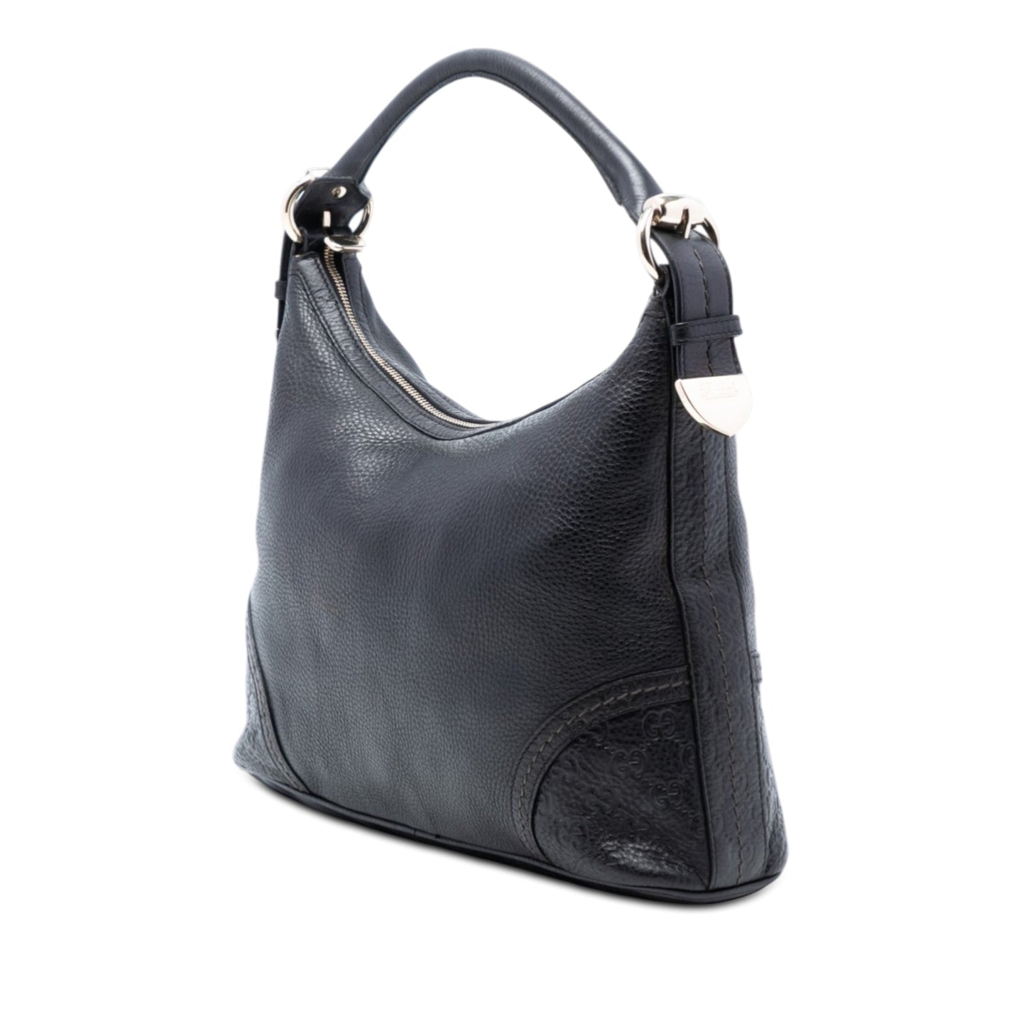 Gucci Medium Pebbled Calfskin Guccissima Trim Signoria Shoulder Bag