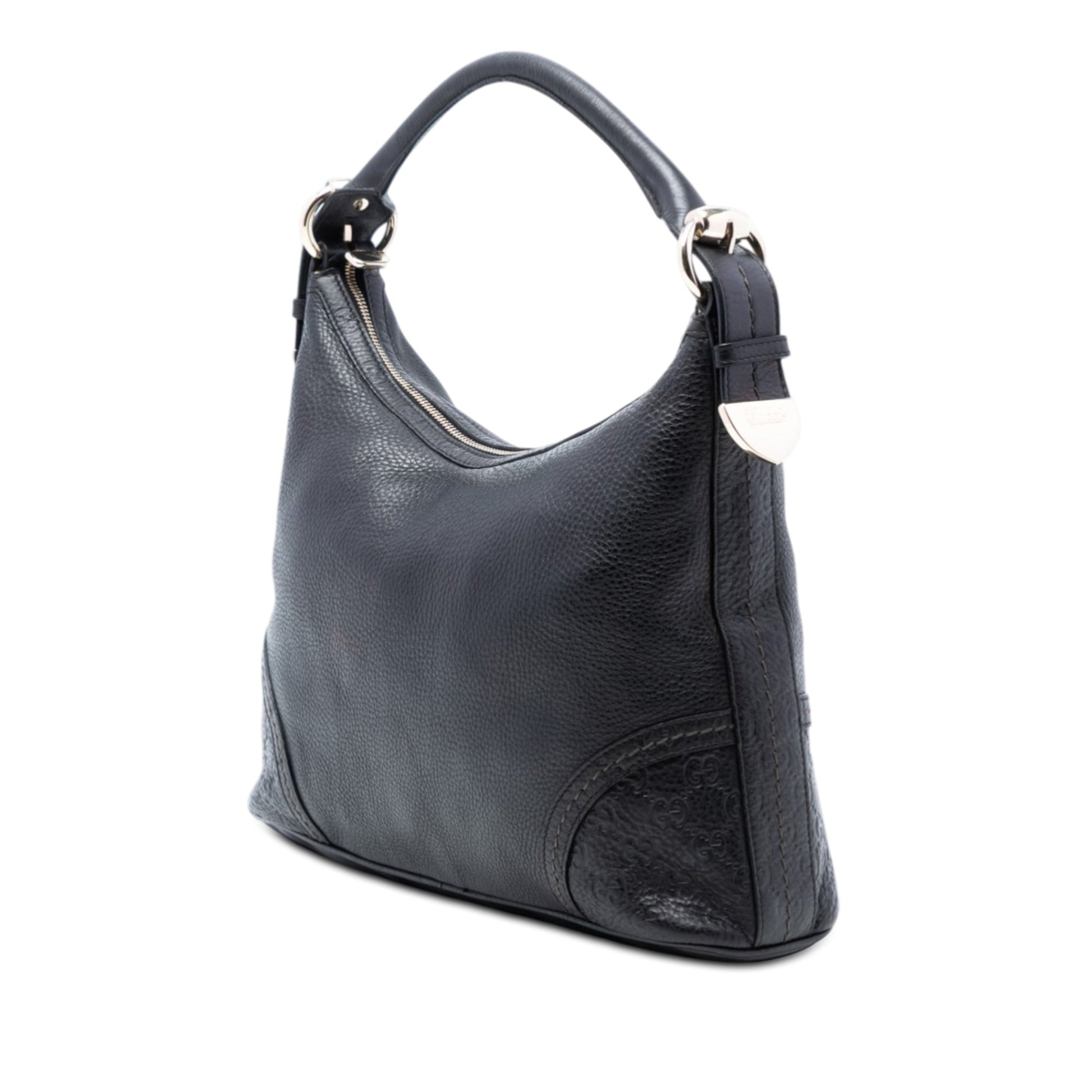 Gucci Medium Pebbled Calfskin Guccissima Trim Signoria Shoulder Bag