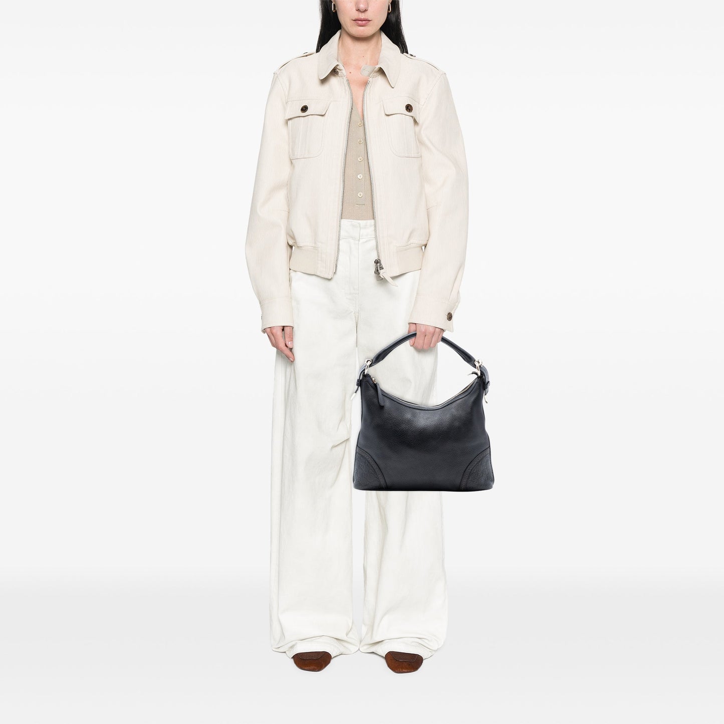 Gucci Medium Pebbled Calfskin Guccissima Trim Signoria Shoulder Bag