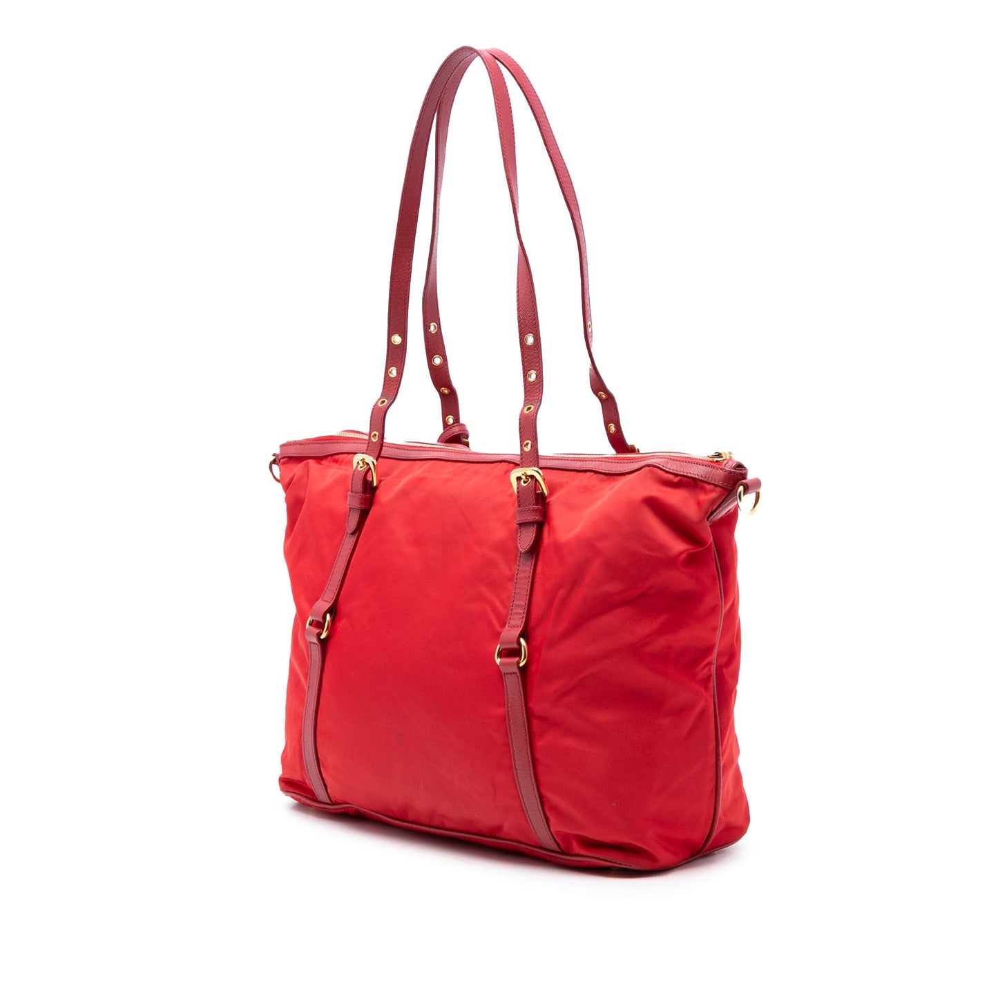 Prada Saffiano Trimmed Tessuto Zip Top Convertible Tote