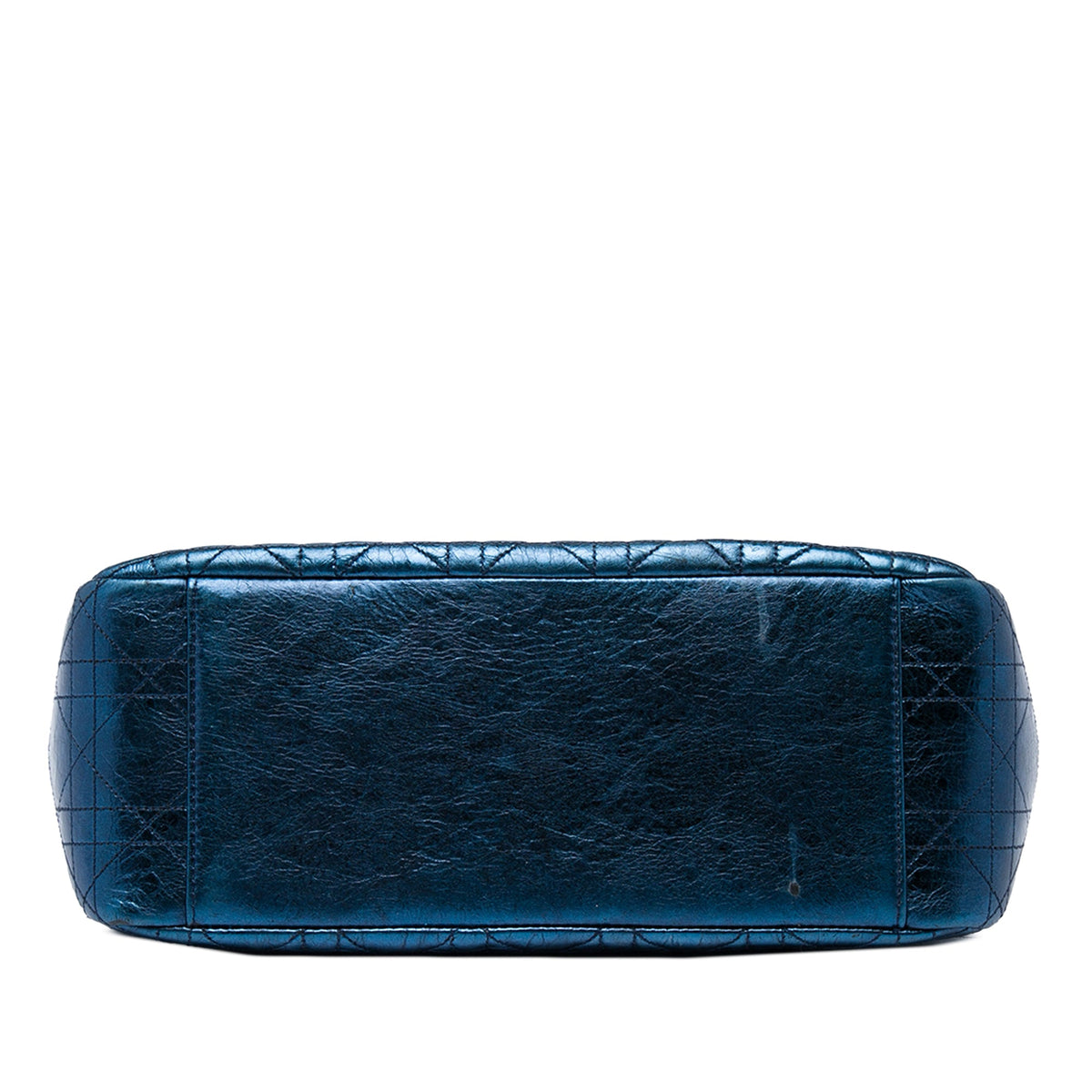 Dior Large Metallic Aged Calfskin Cannage Miss Dior Flap — Blue