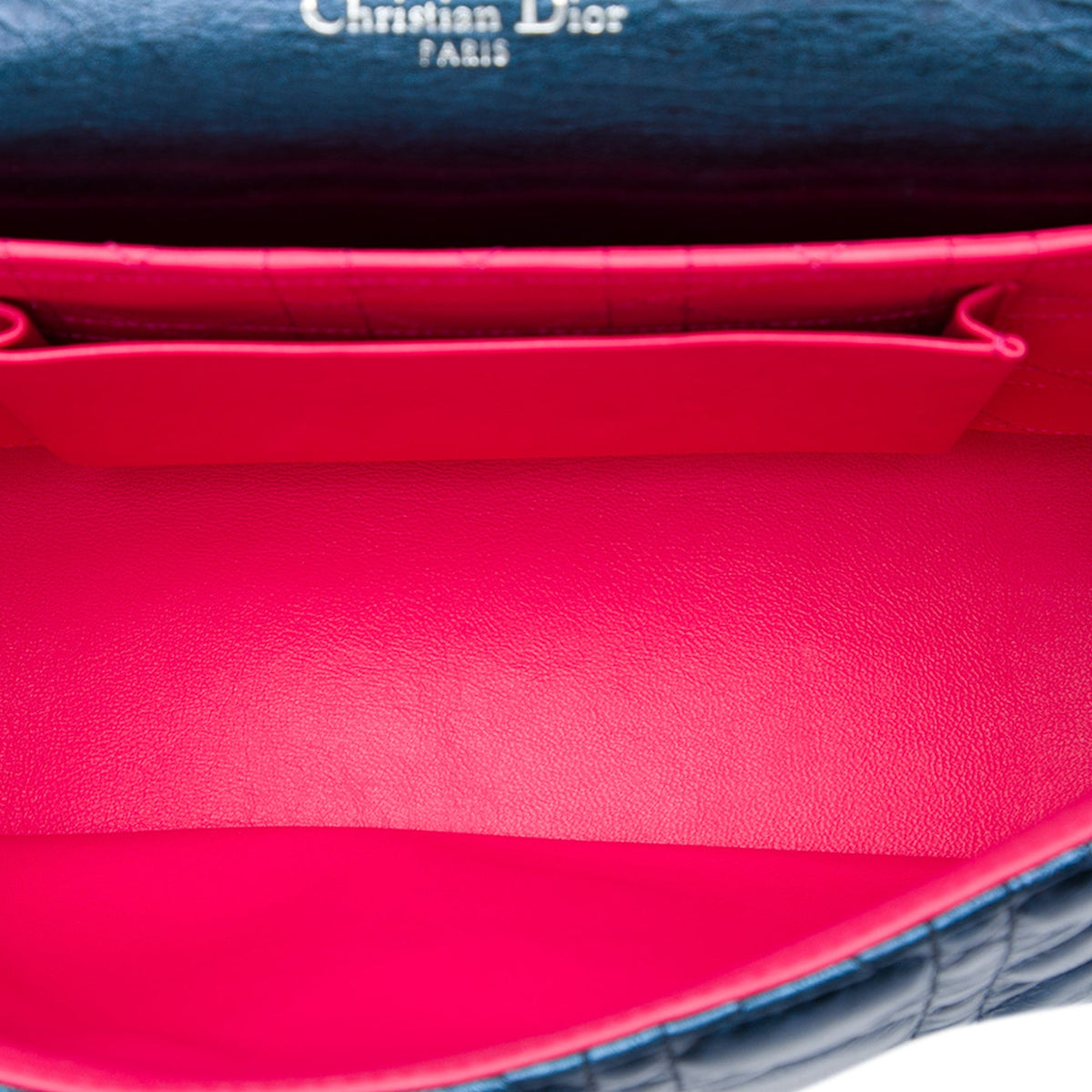 Dior Large Metallic Aged Calfskin Cannage Miss Dior Flap — Blue