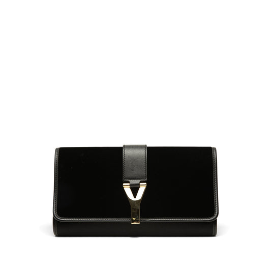 Saint Laurent Suede Chyc Ligne Clutch — Black