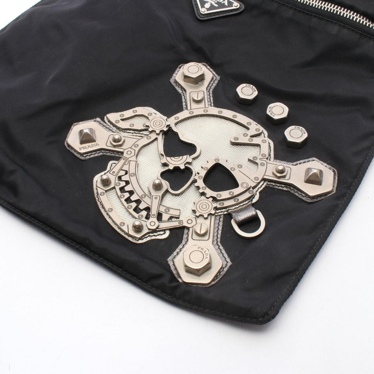 Prada Tessuto Skull Crossbody — Black