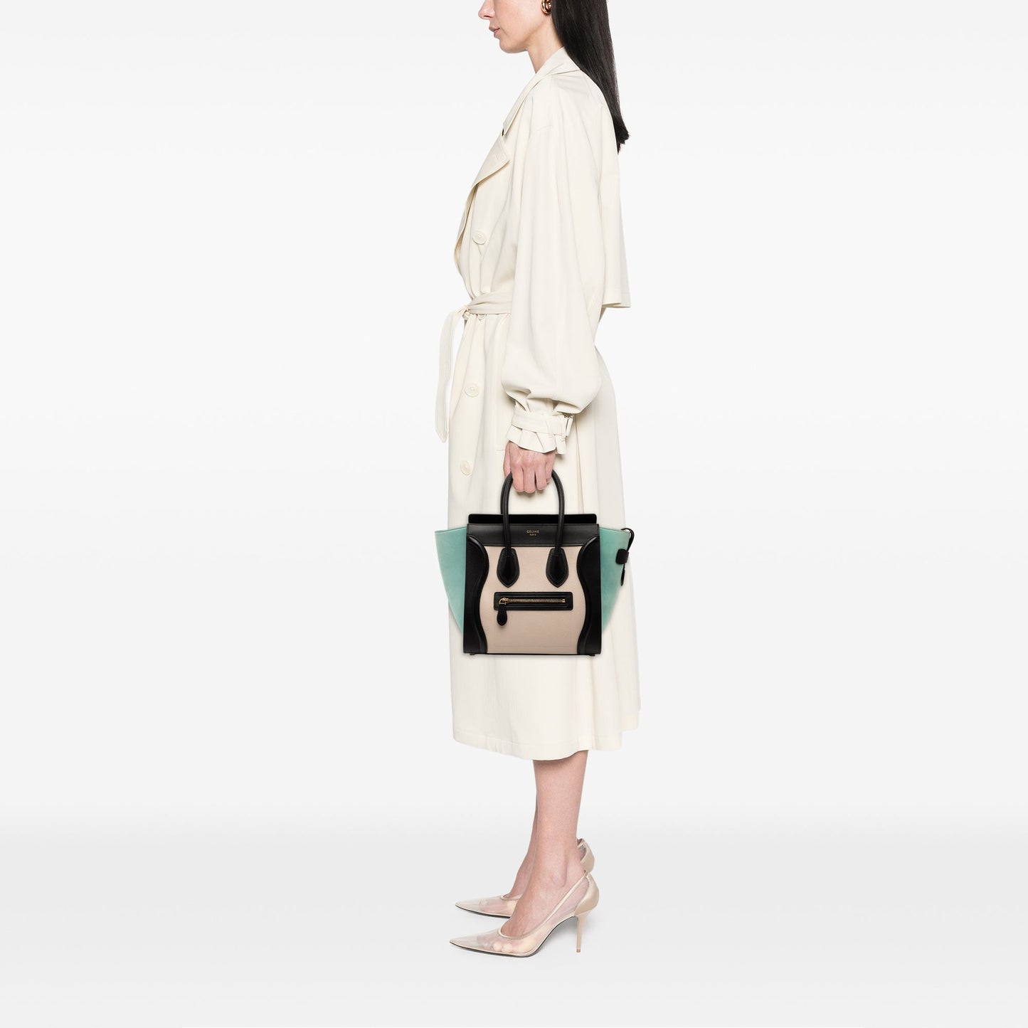 Celine Micro Tricolor Leather Luggage Tote