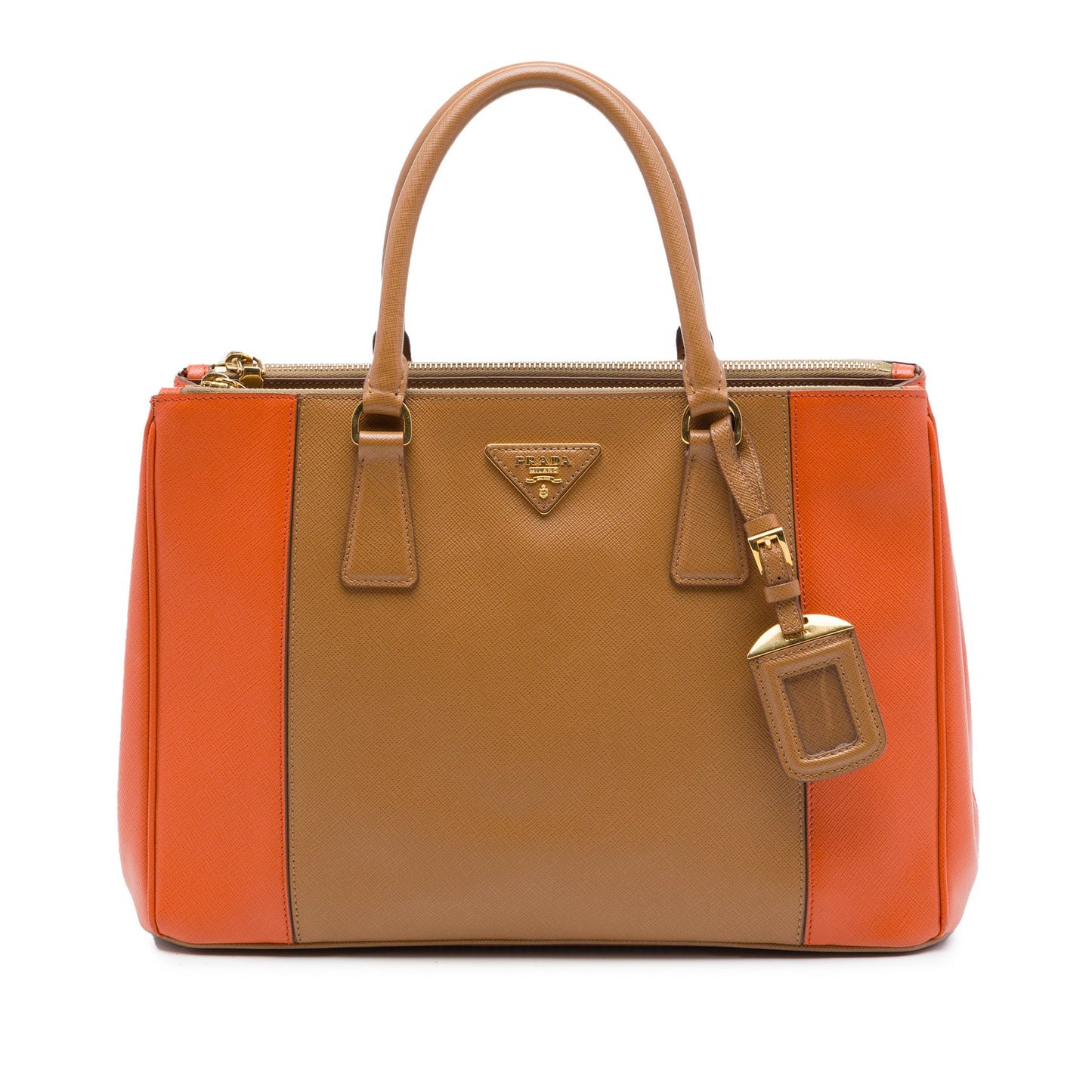 Prada Medium Bicolor Saffiano Lux Galleria Double Zip Satchel