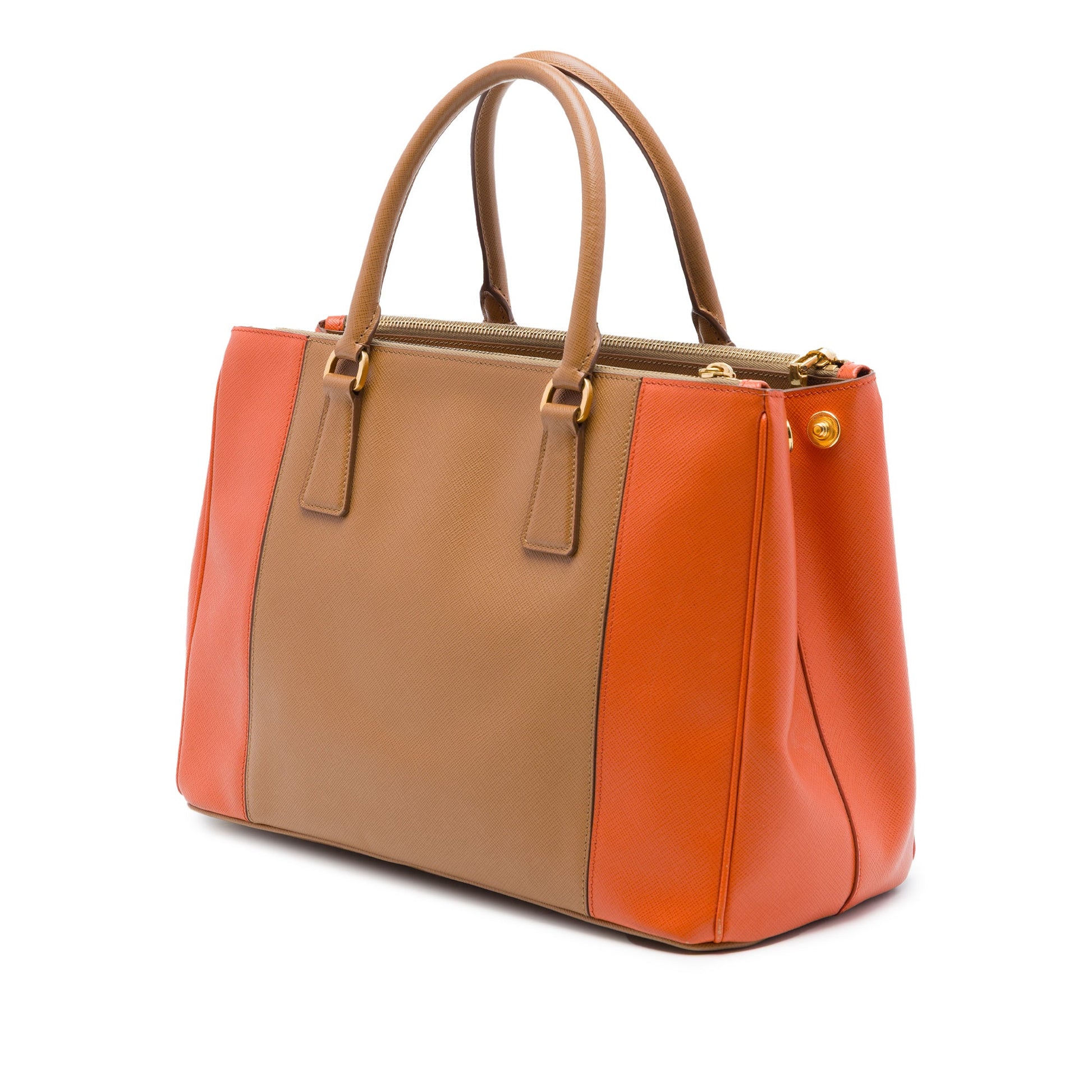 Prada Medium Bicolor Saffiano Lux Galleria Double Zip Satchel